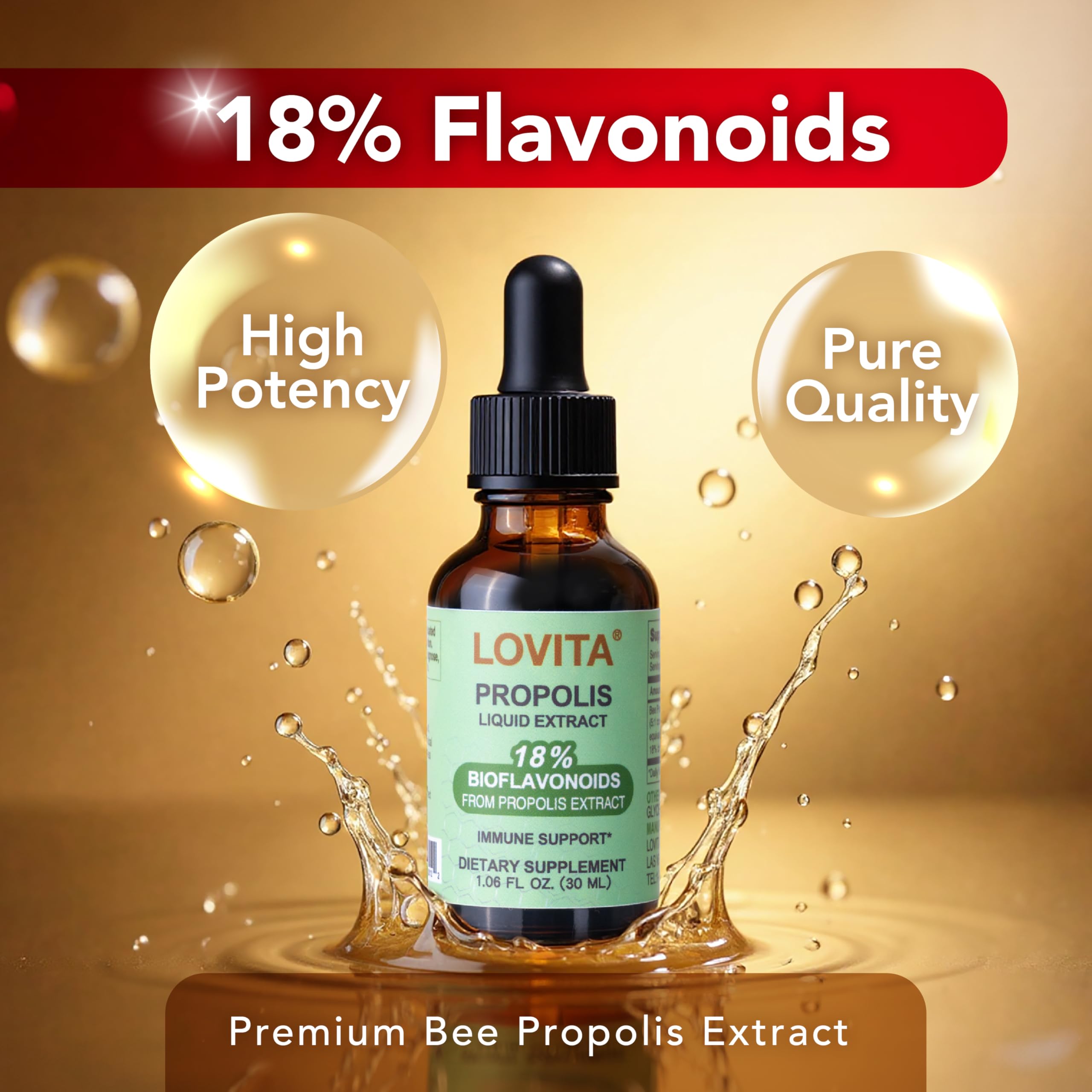 LOVITA Propolis Extract 100mg side view bottle