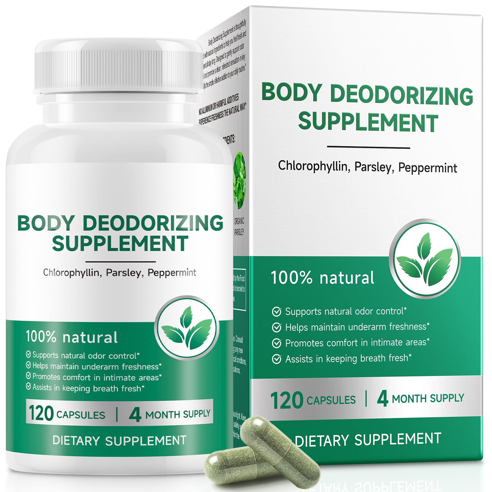 LTQXGT Chlorophyll Capsules front view with packaging