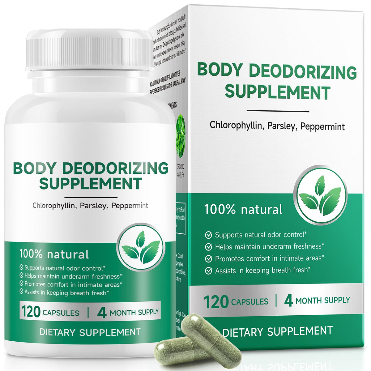 LTQXGT Chlorophyll Capsules front view with packaging