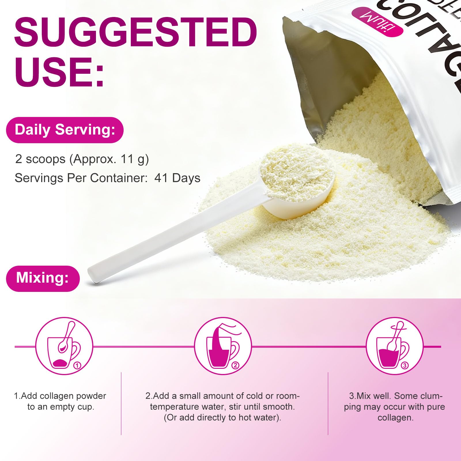 LTQXGT Multi-Source Collagen Peptides Powder scoop