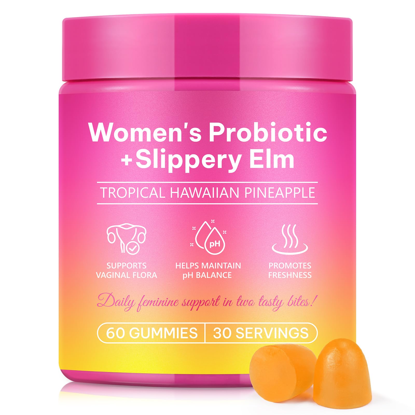 LTQXGT Probiotic Gummies for Women pineapple flavour front view