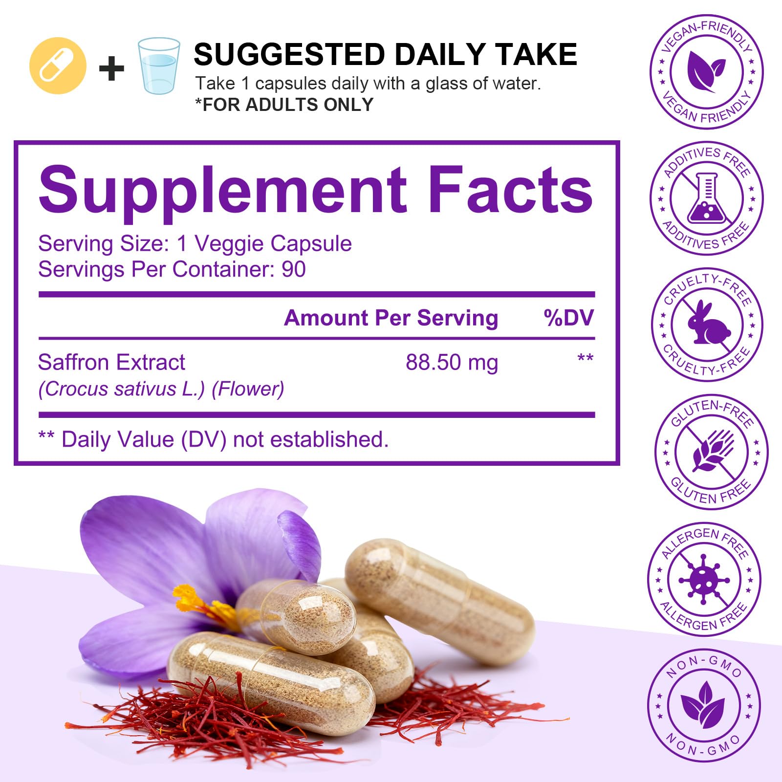LTQXGT Saffron Supplements bottle side view