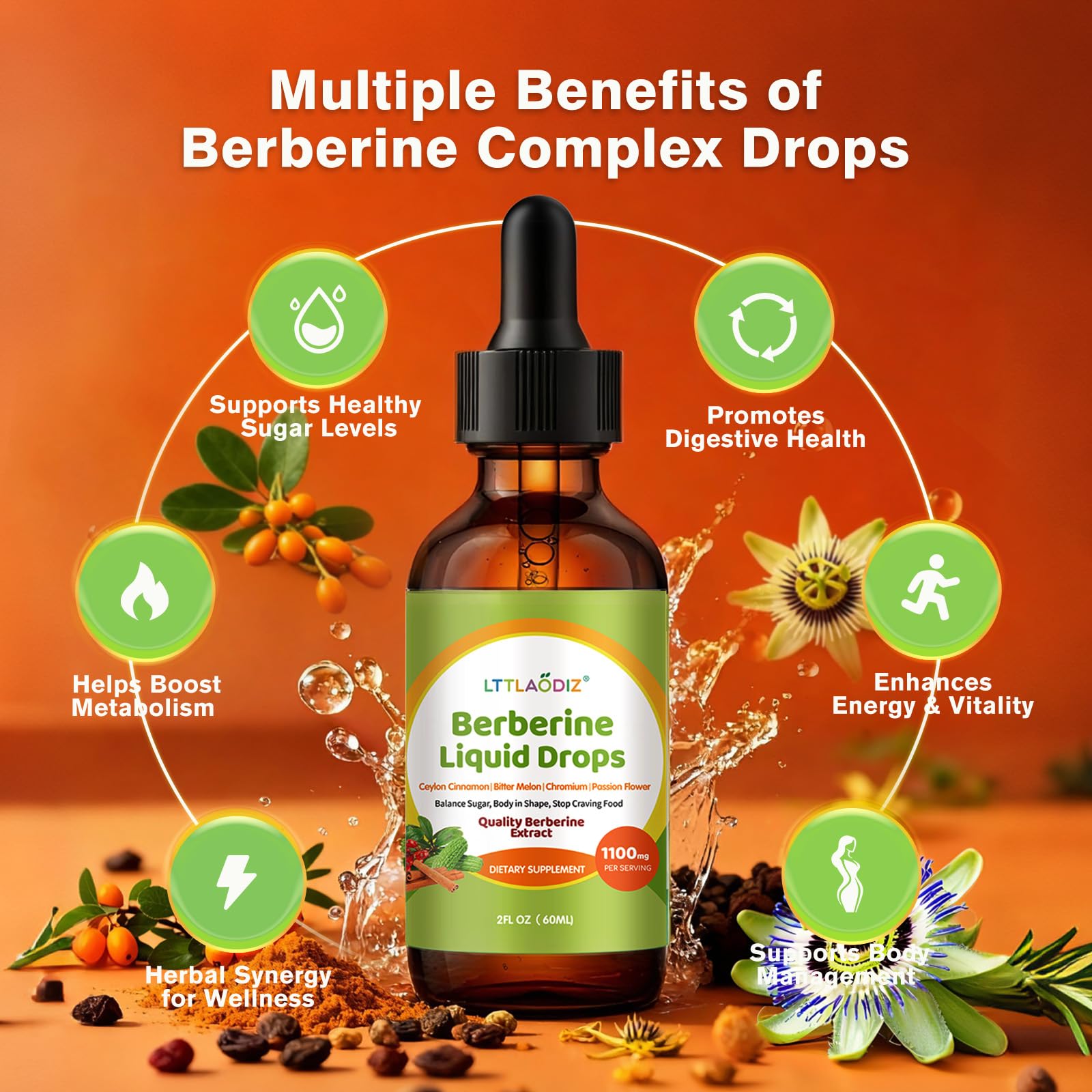LTTLAODIZ Berberine Drops mixed in a glass of water