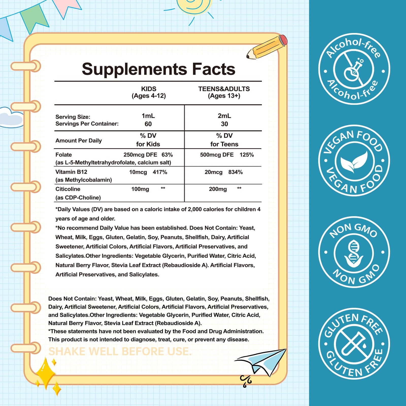 LTTLAODIZ Liposomal Vitamin B12 Supplement packaging side view