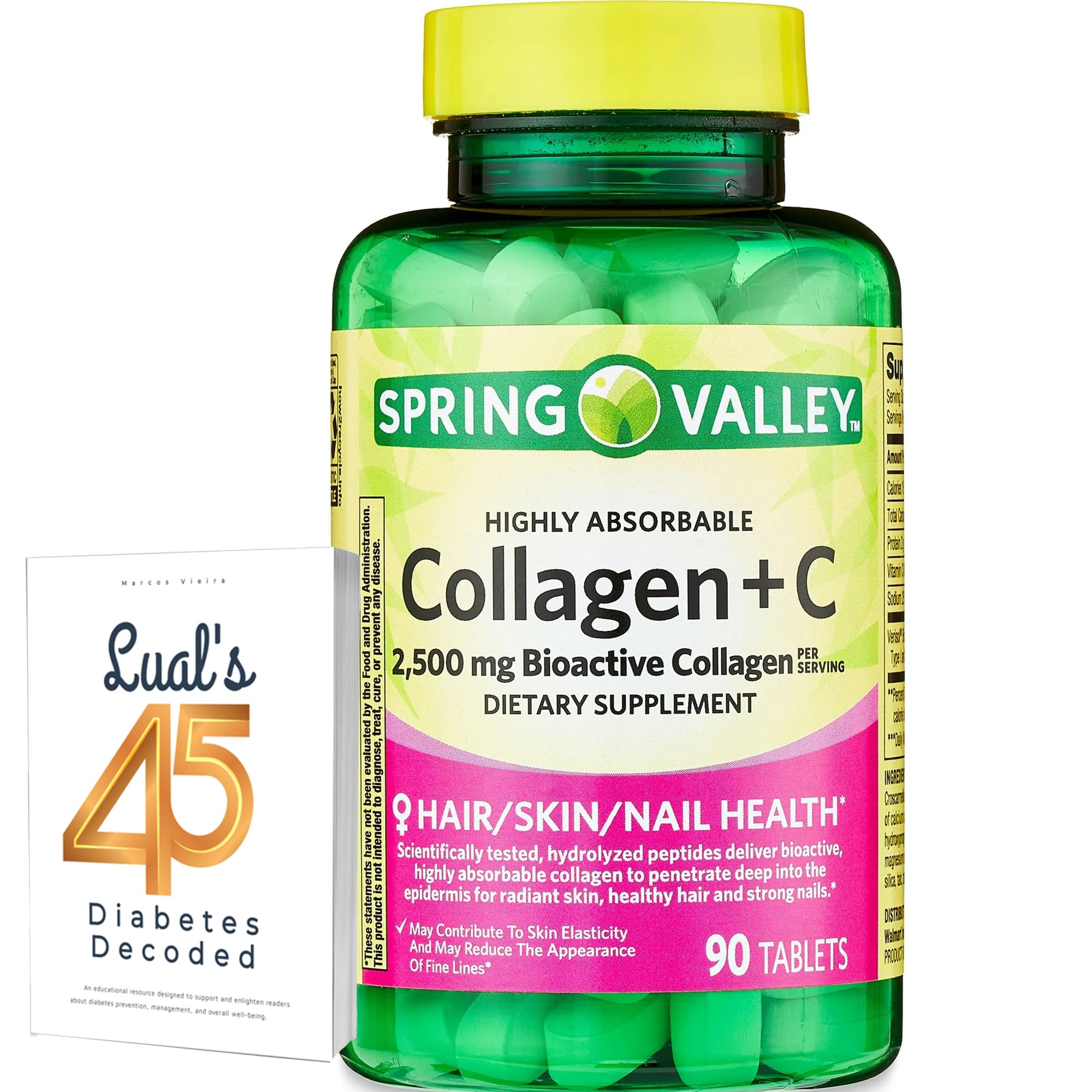 LUAL Collagen + C Tablets front view with bottle label visible