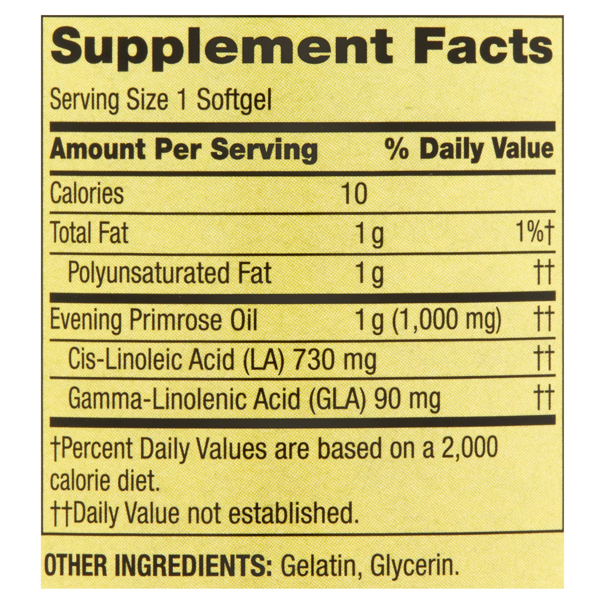 LUAL Evening Primrose Oil Softgels 1000mg side view