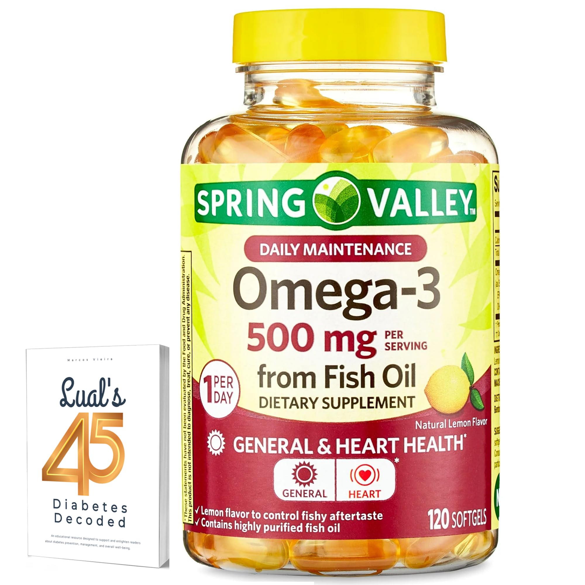 LUAL Fish Oil Omega-3 500mg softgel capsules front view