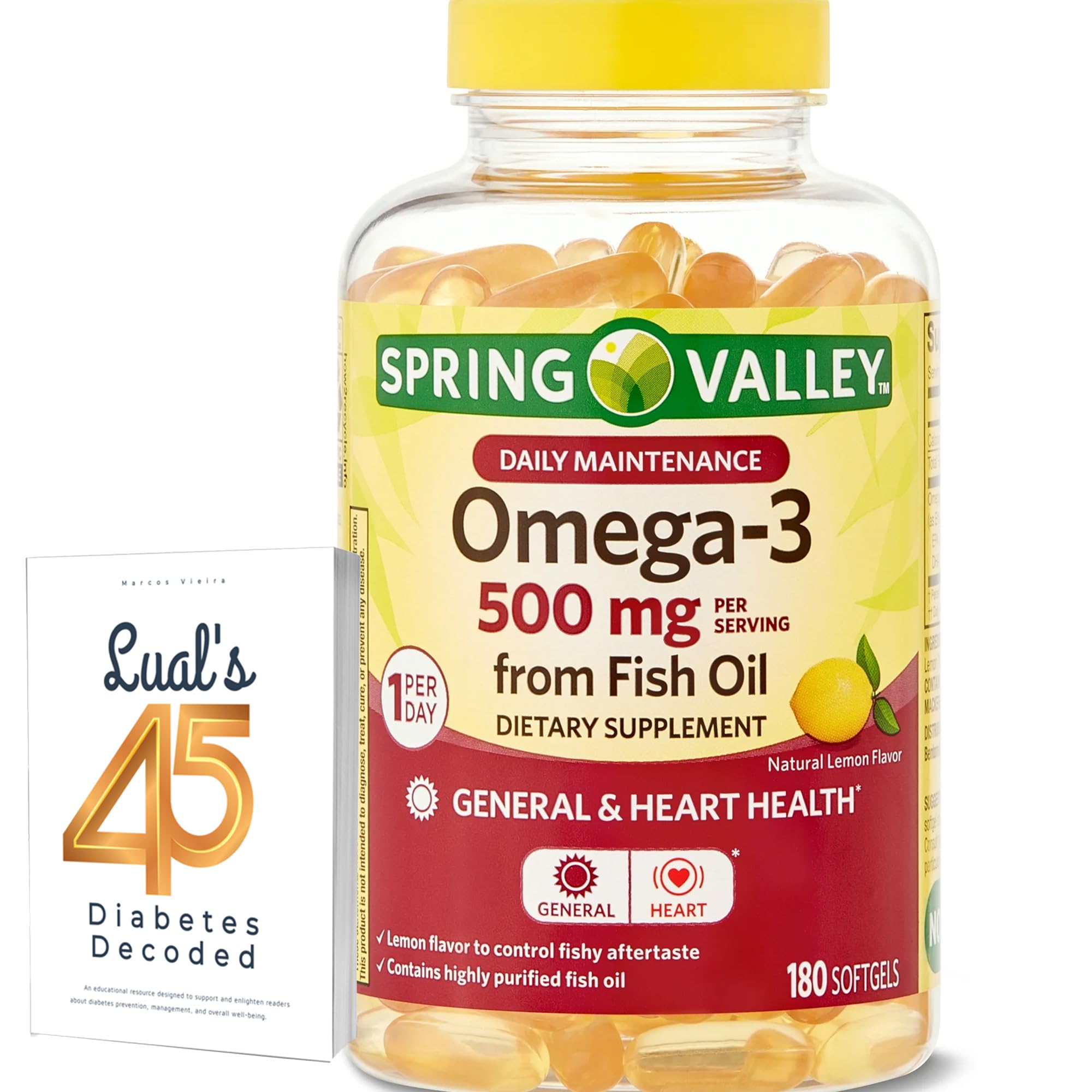 LUAL Fish Oil Supplement 180 softgel capsules front view