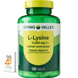 LUAL L-Lysine 1000mg Tablets front view with bottle details