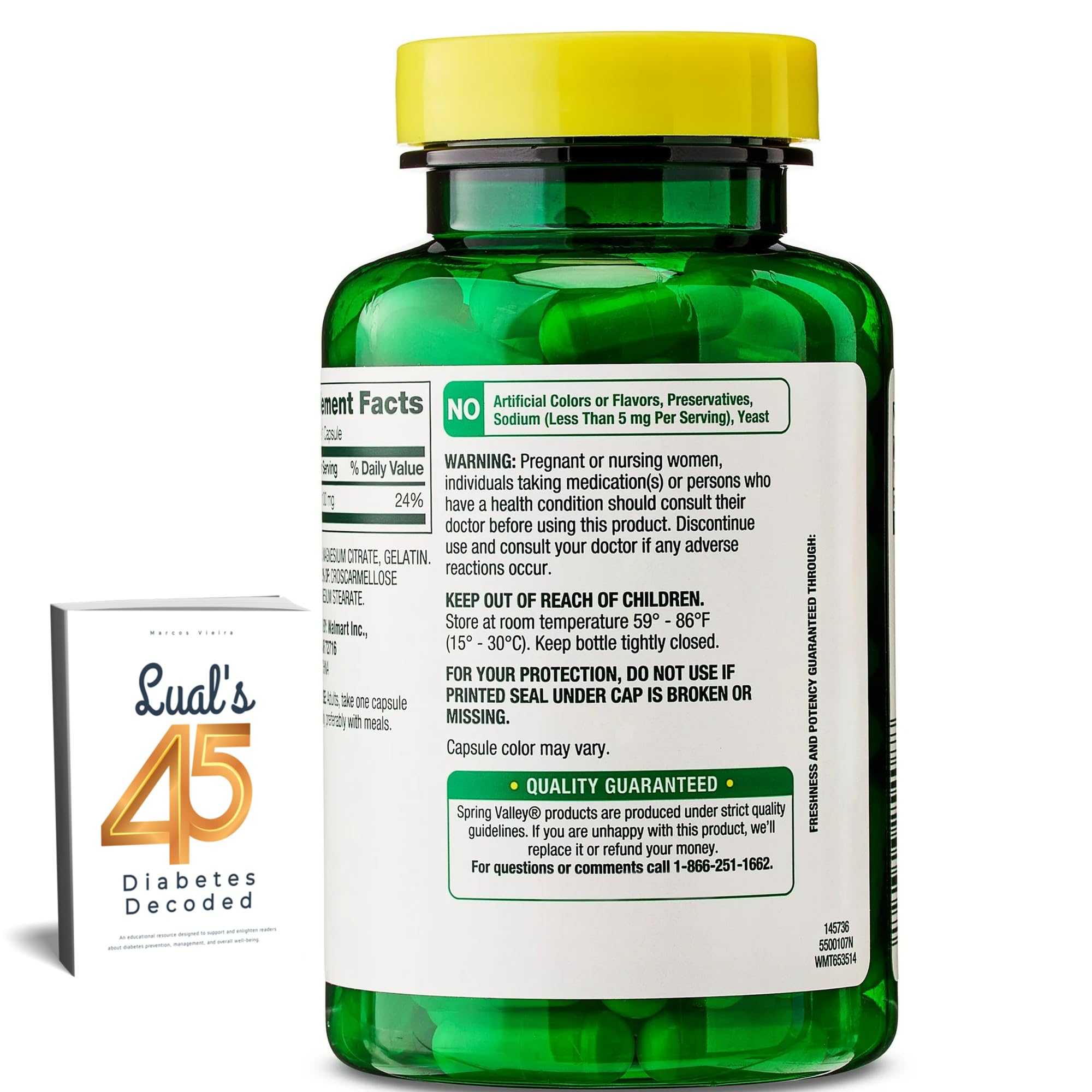 LUAL Magnesium Citrate Supplement 100mg with included ebook cover