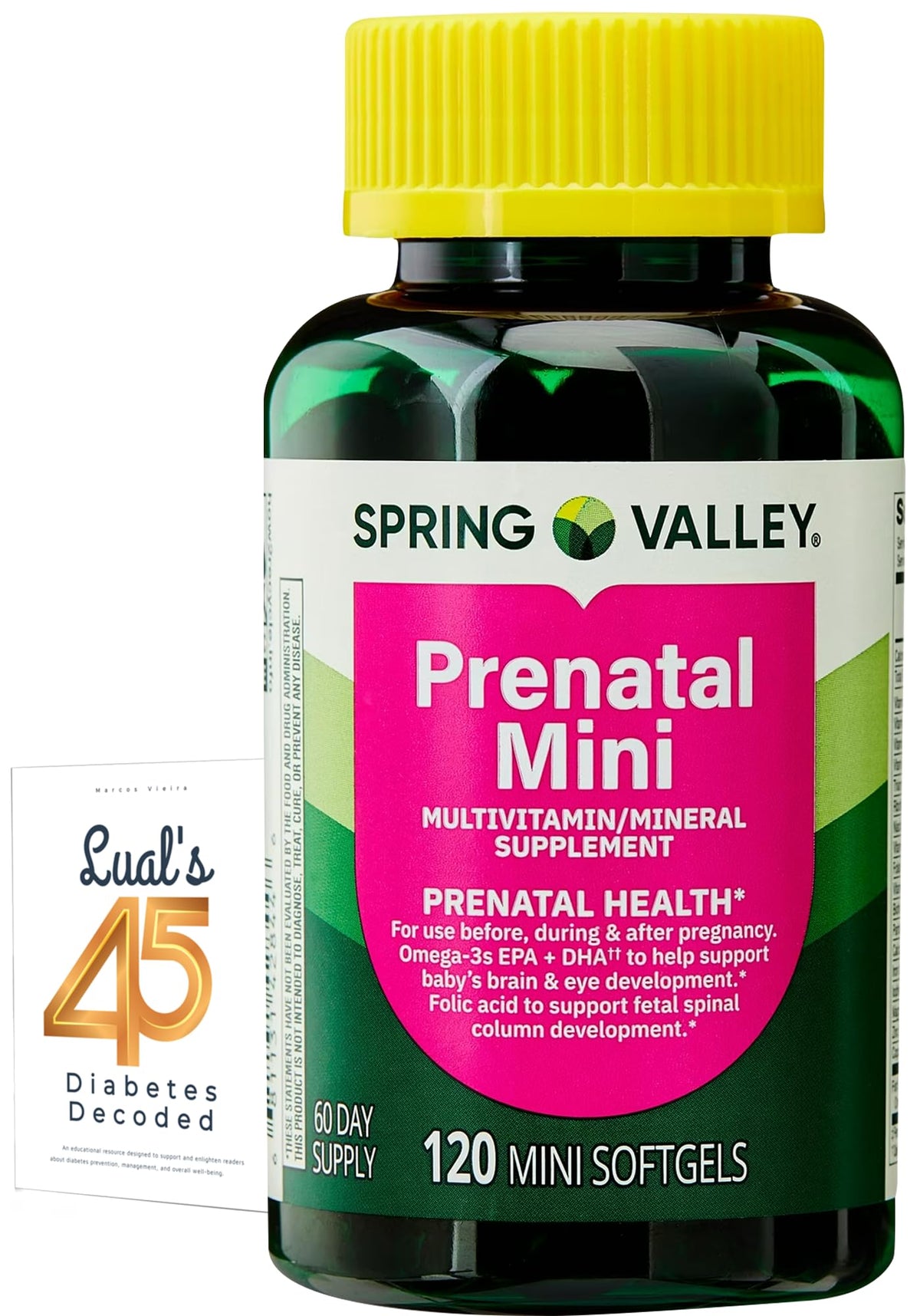 LUAL Mini Prenatal Multivitamin + DHA 120 softgels front view