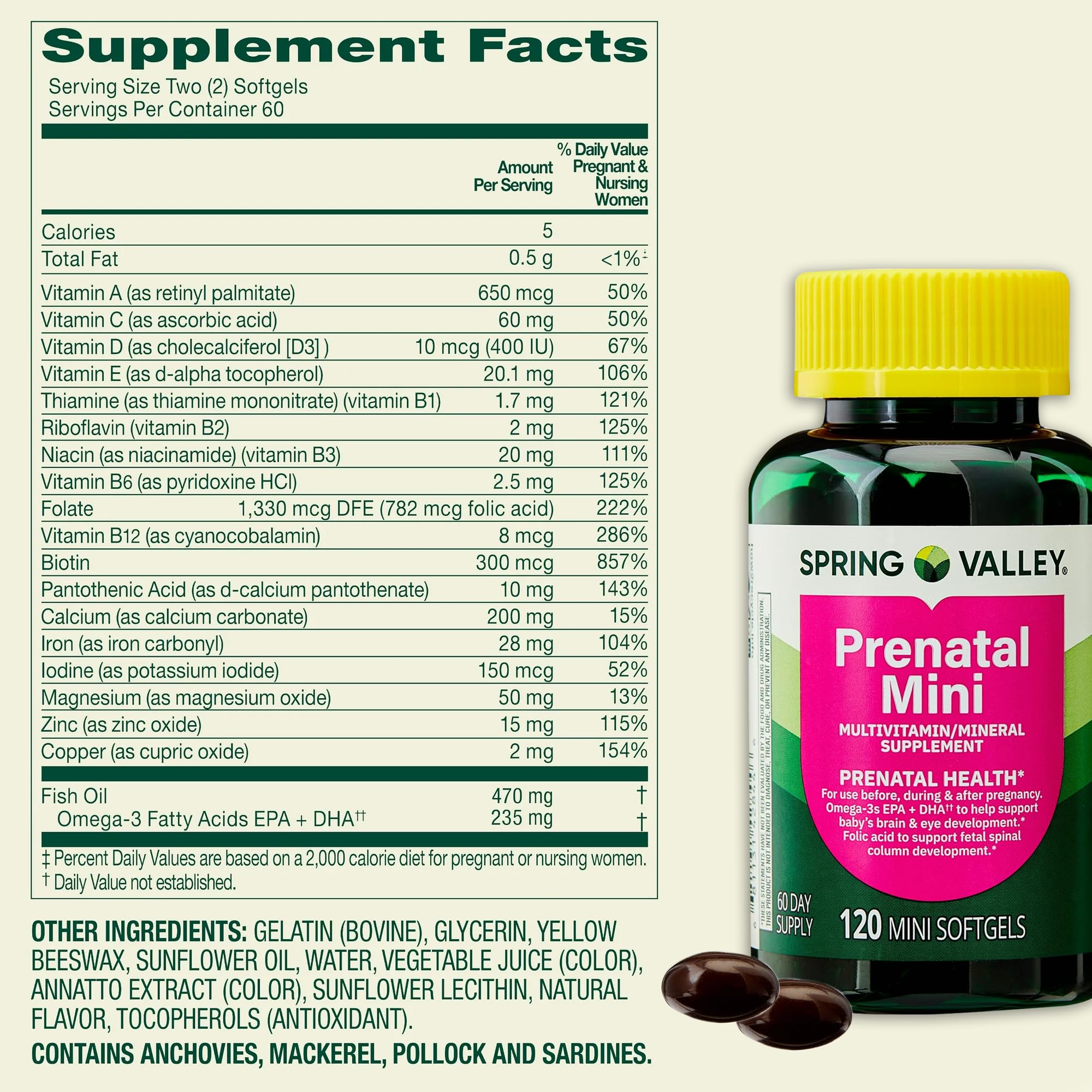 LUAL Mini Prenatal Multivitamin + DHA softgels in hand