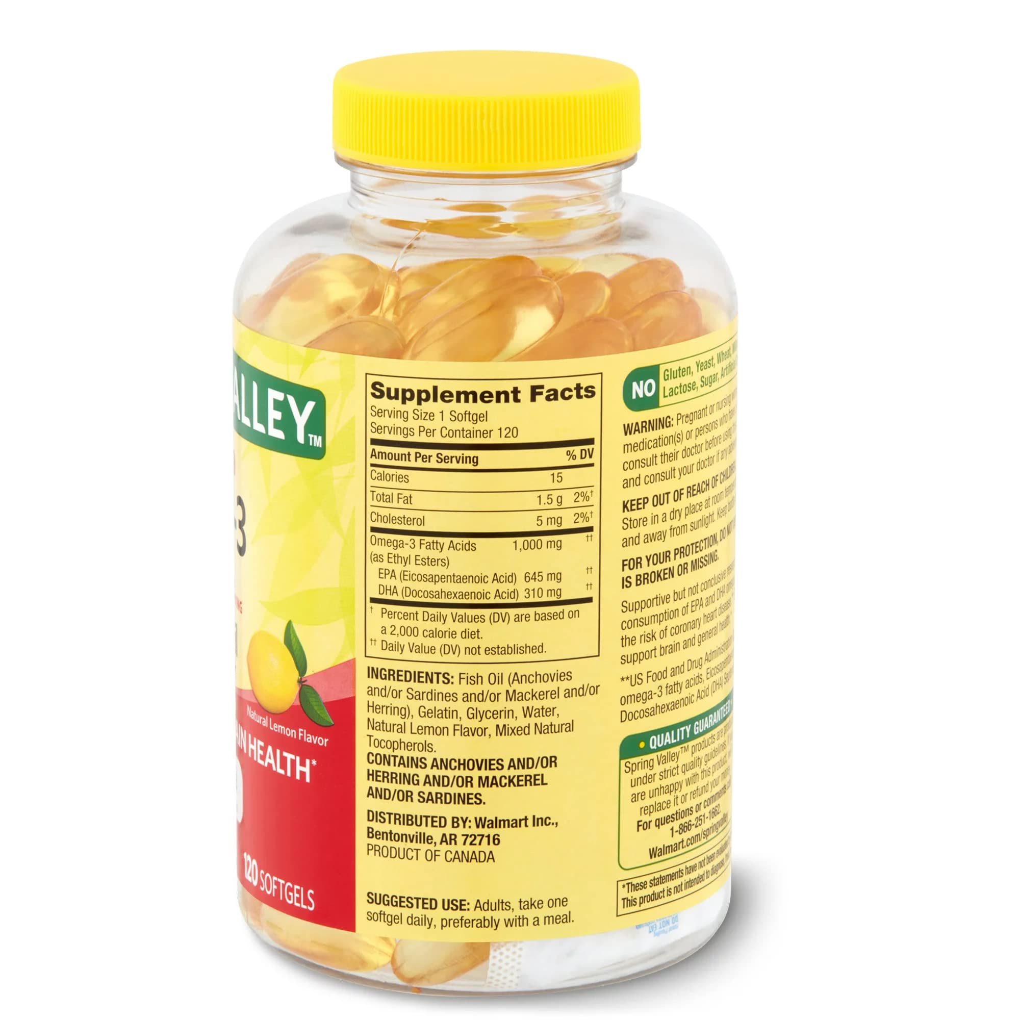 LUAL Omega-3 Fish Oil Soft Gels 1000mg ingredients list