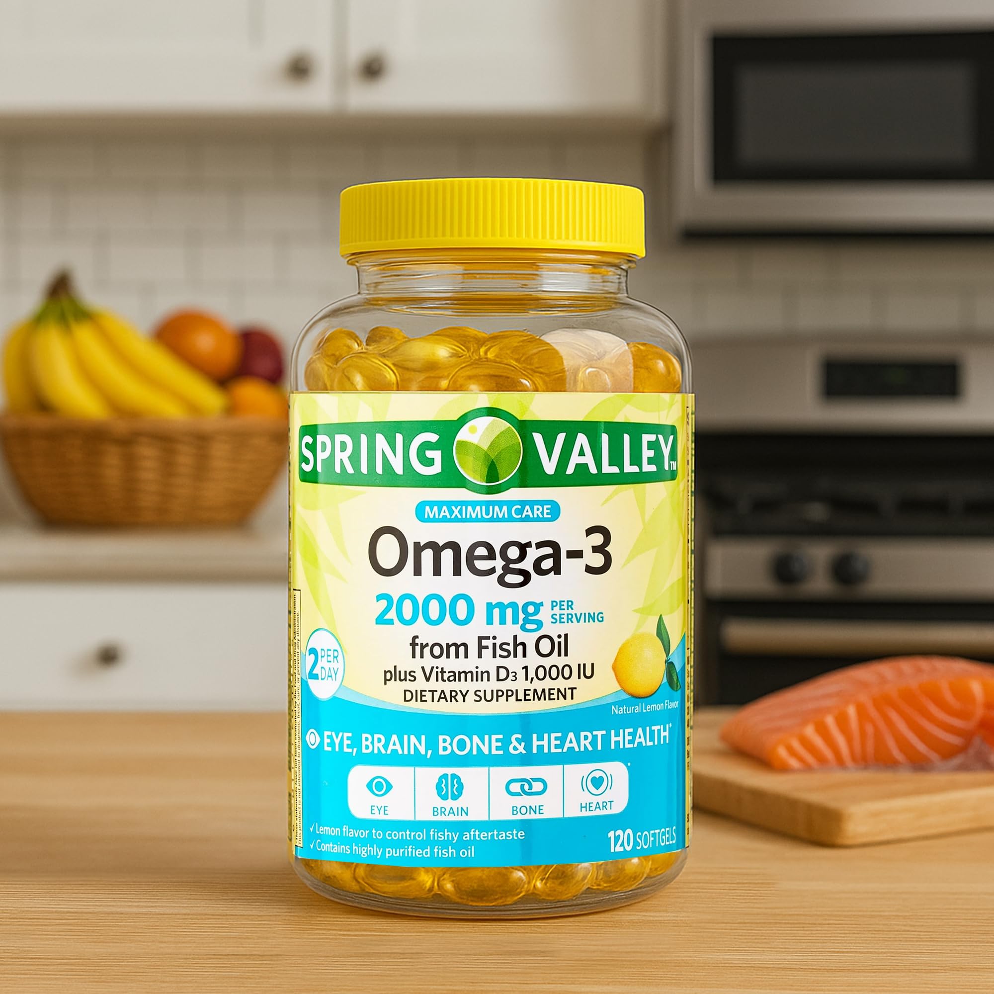 LUAL Omega-3 Fish Oil Supplement 120 softgels packaging