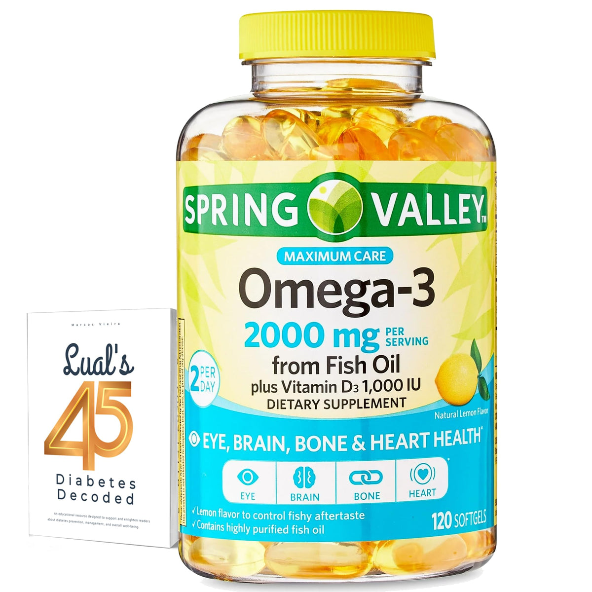 LUAL Omega-3 Fish Oil Supplement 2000mg softgels front view