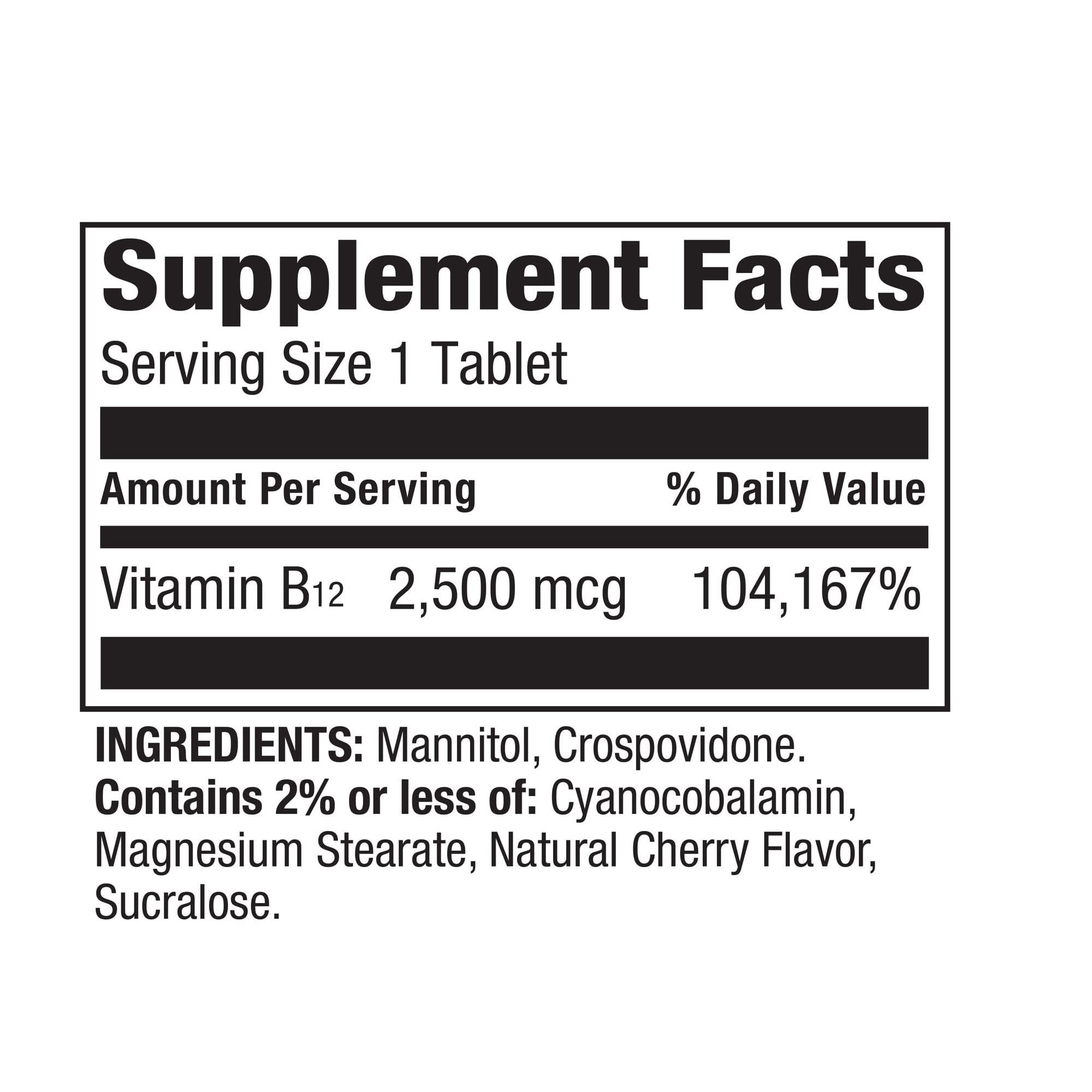 LUAL Vitamin B12 Quick-Dissolve Tablets side view