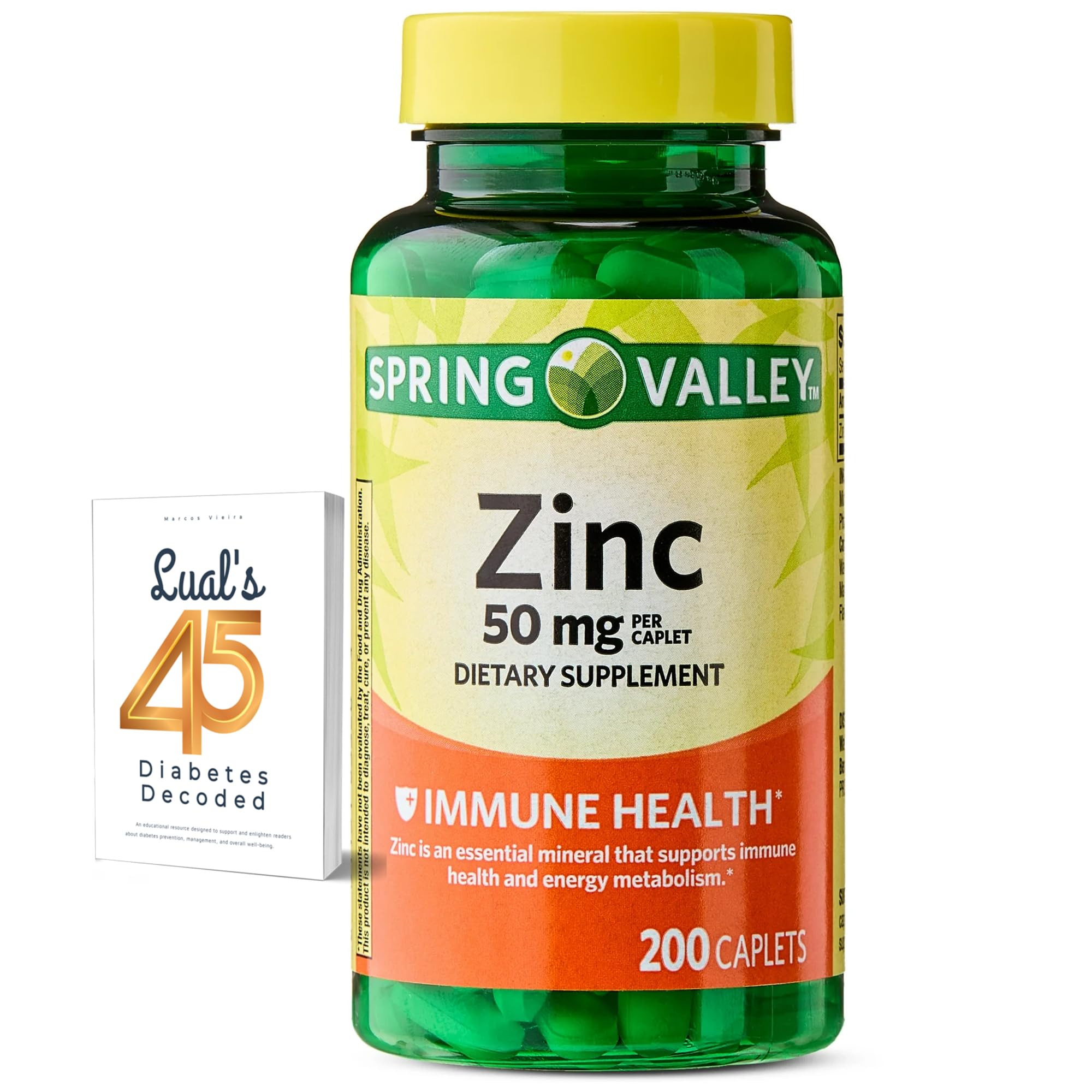 LUAL Zinc Caplets 50mg front view with bottle label