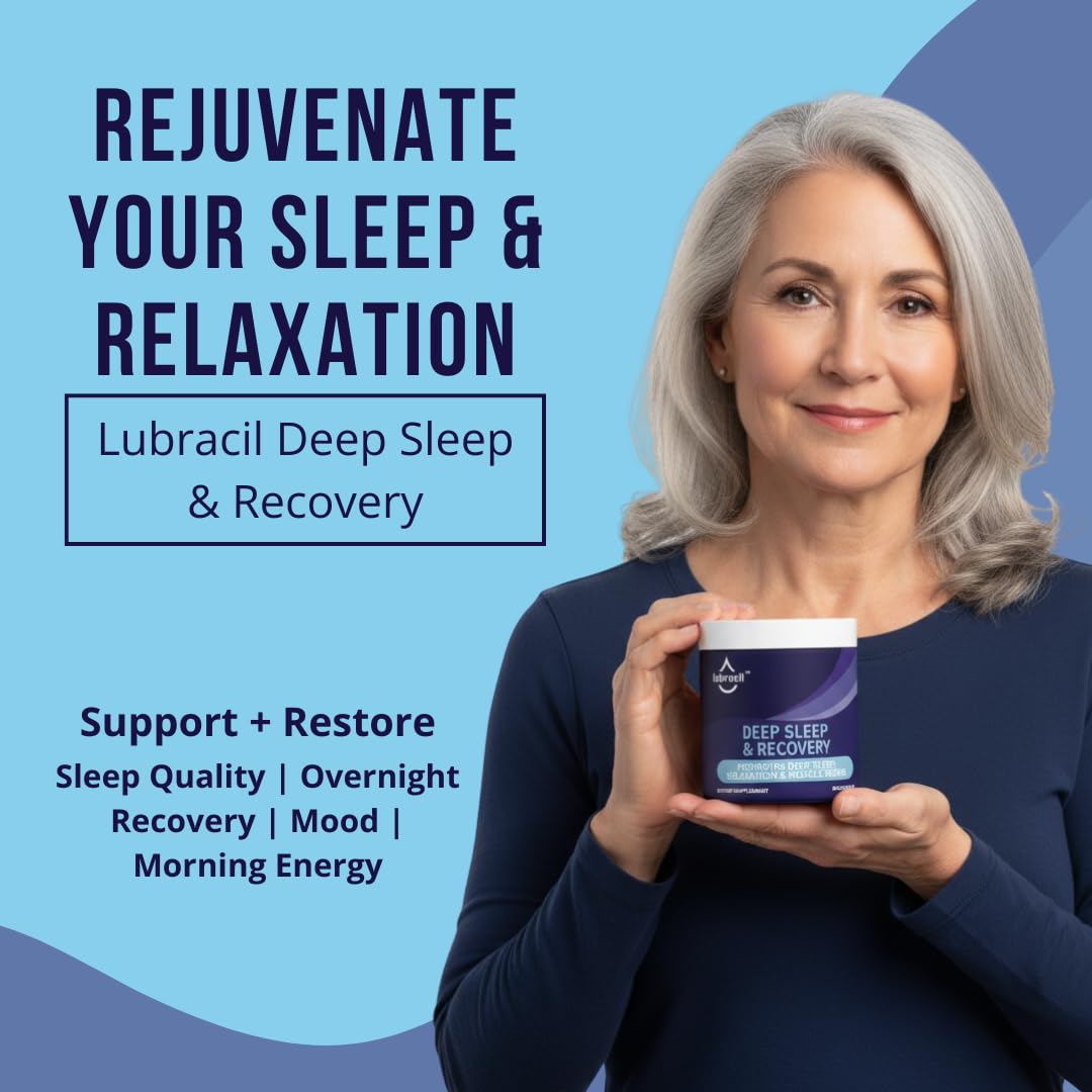 Lubracil Bedtime Wellness for Women capsules on a wooden surface