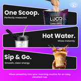 Lucid Mushroom Coffee Blend lifestyle scene with coffee