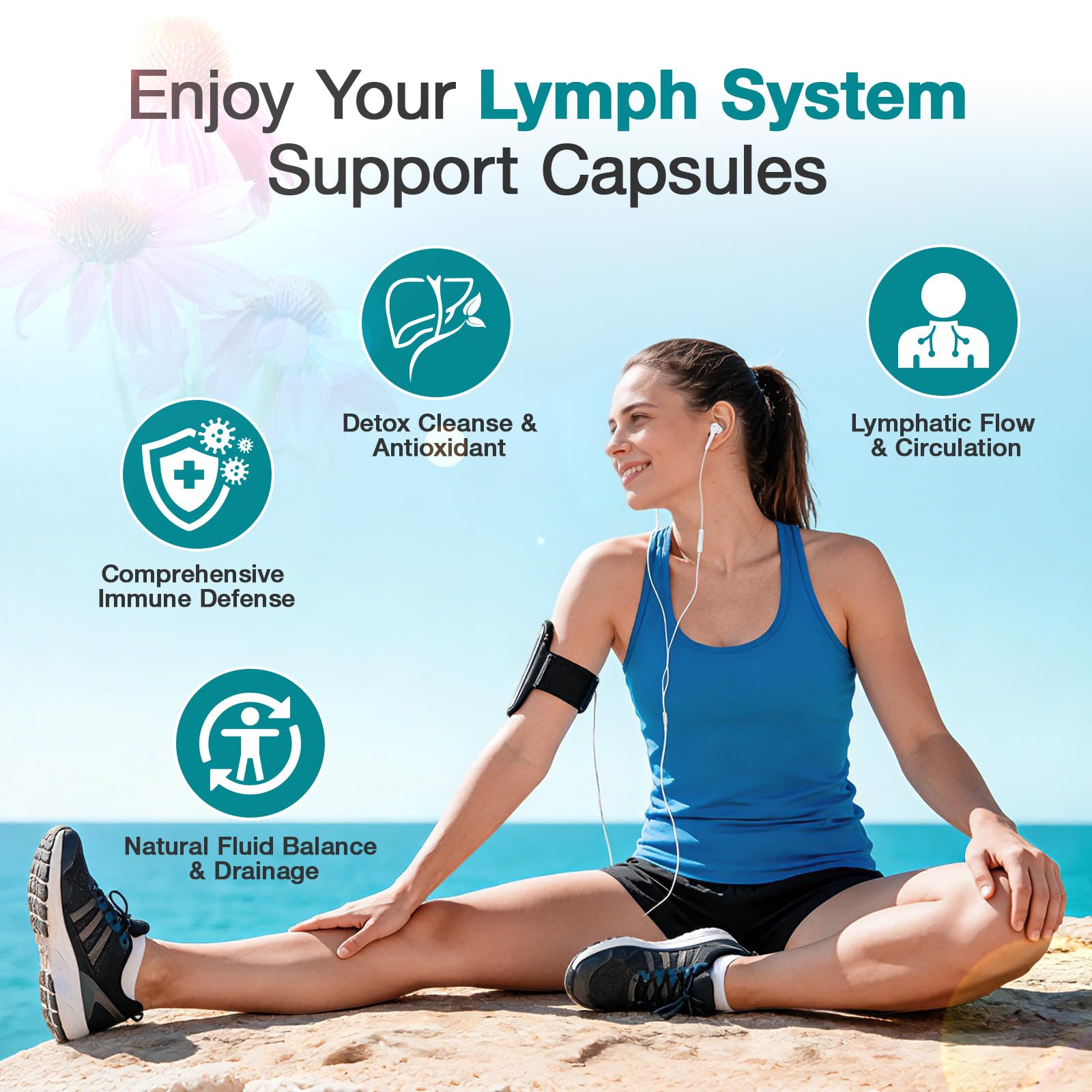 LUCKCHAN Echinacea Lymphatic Support Capsules side view with label
