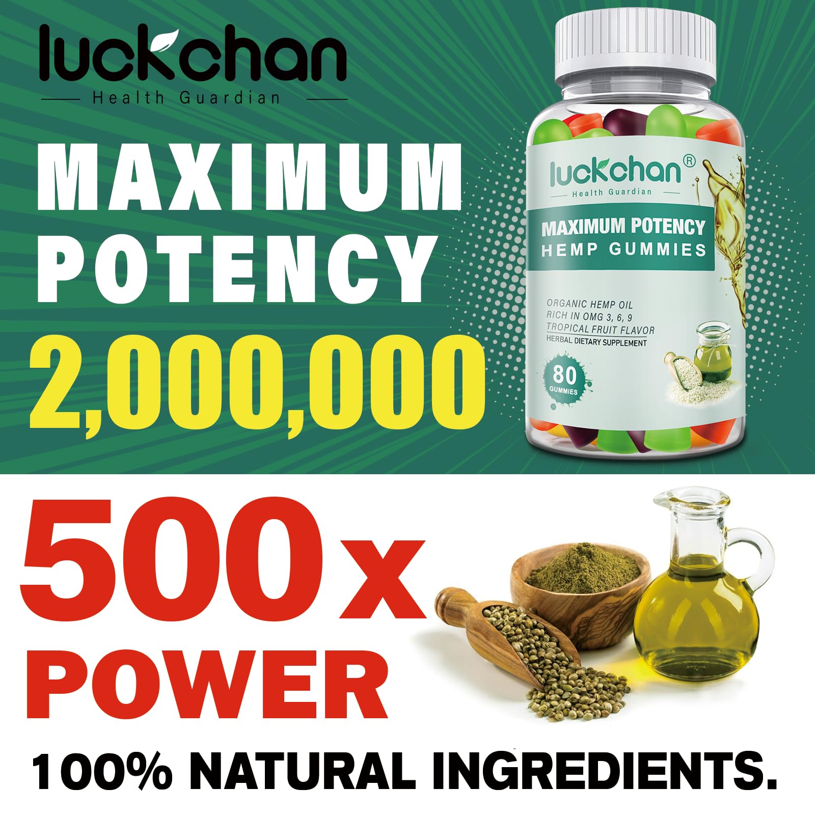 LUCKCHAN Hemp Gummies Extra Strength gummy texture close-up