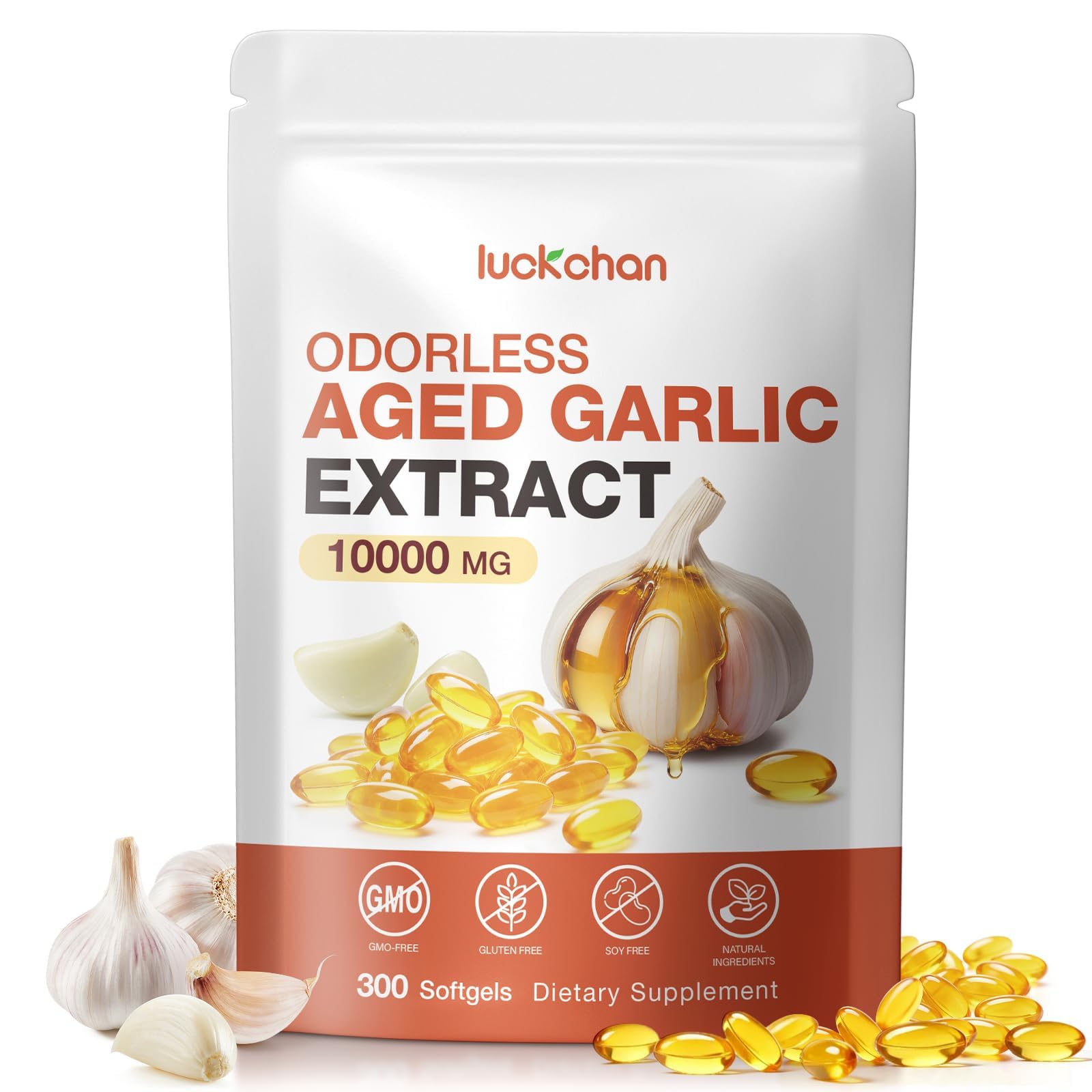 LUCKCHAN Odorless Aged Garlic Extract Softgels front view