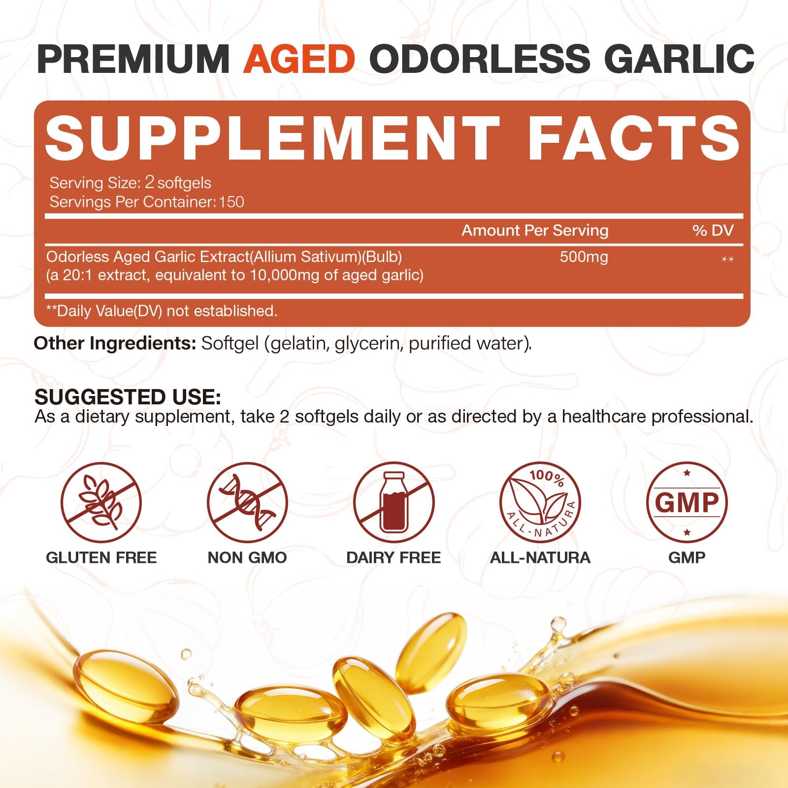 LUCKCHAN Odorless Aged Garlic Extract Softgels with other supplements