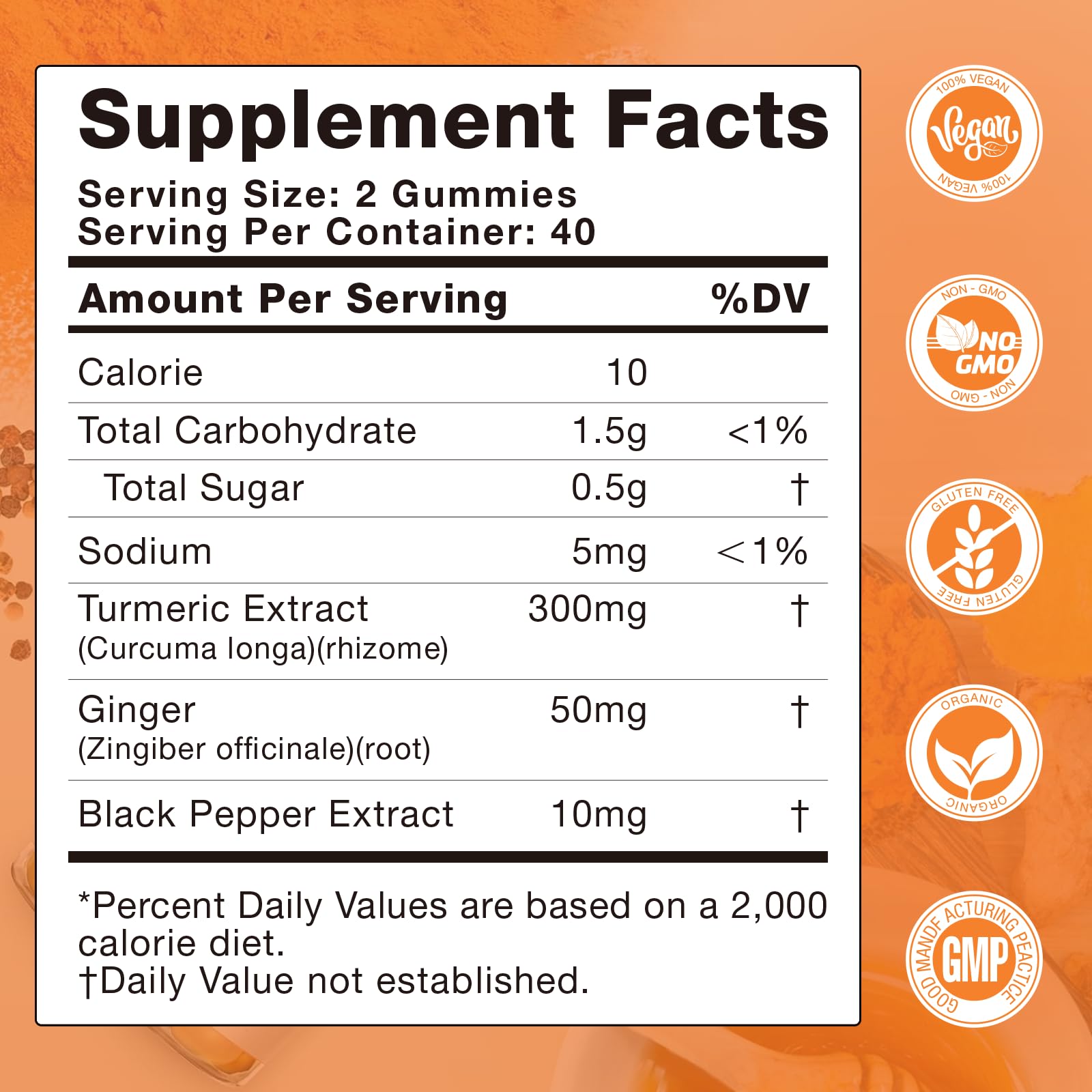 LUCKCHAN Turmeric Curcumin Gummies showing two gummies