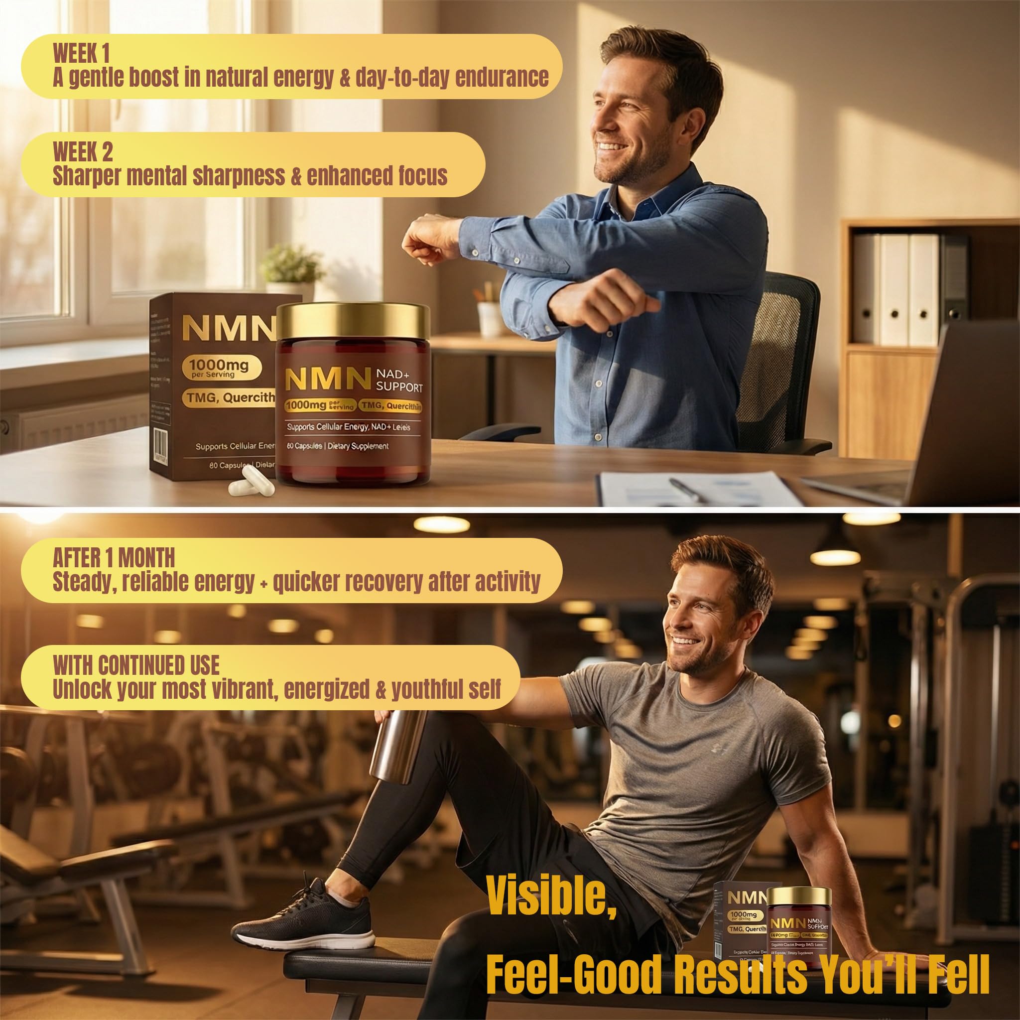 LUCKDATE NMN Resveratrol Supplement 1000mg capsules