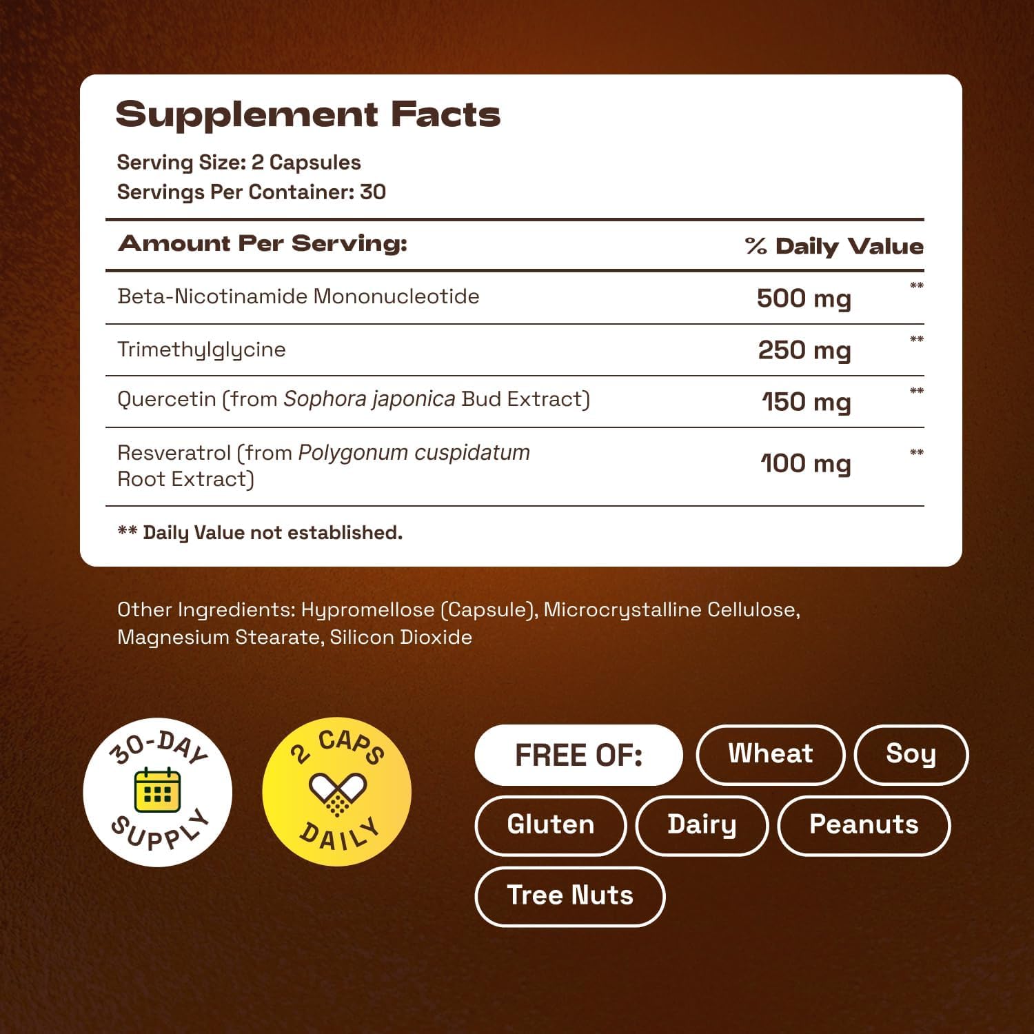 LUCKDATE NMN Resveratrol Supplement 1000mg on a wooden table