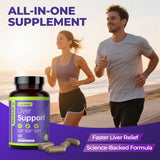 LuckTell Liver Support Supplement 7-in-1 Herbal Formula bottle with measuring spoon