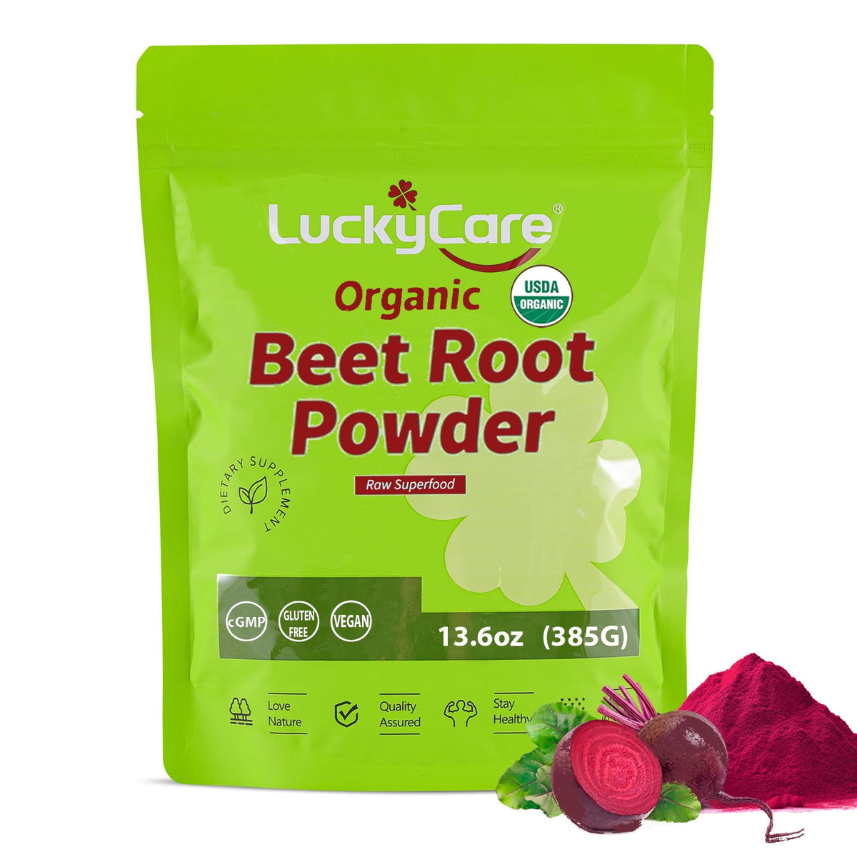 Luckycare Organic Beetroot Powder 386g front view