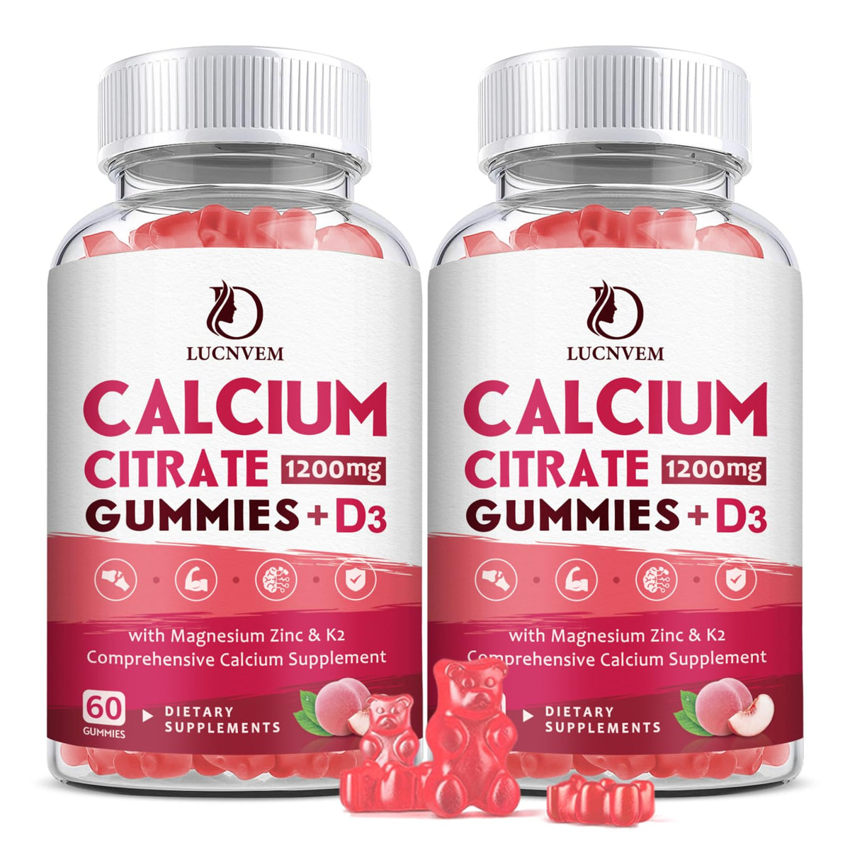 LUCNVEM Calcium Citrate Gummies front view with packaging