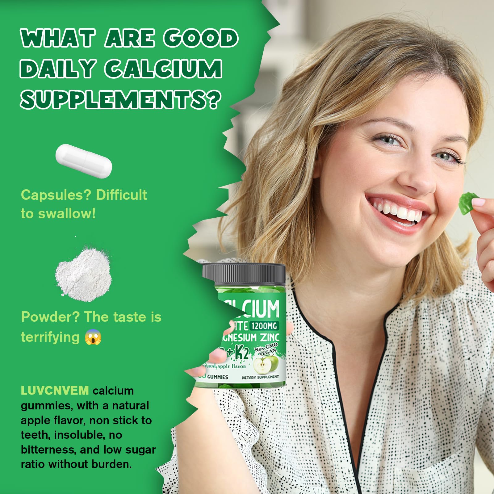 LUCNVEM Calcium Citrate Gummies on a kitchen counter