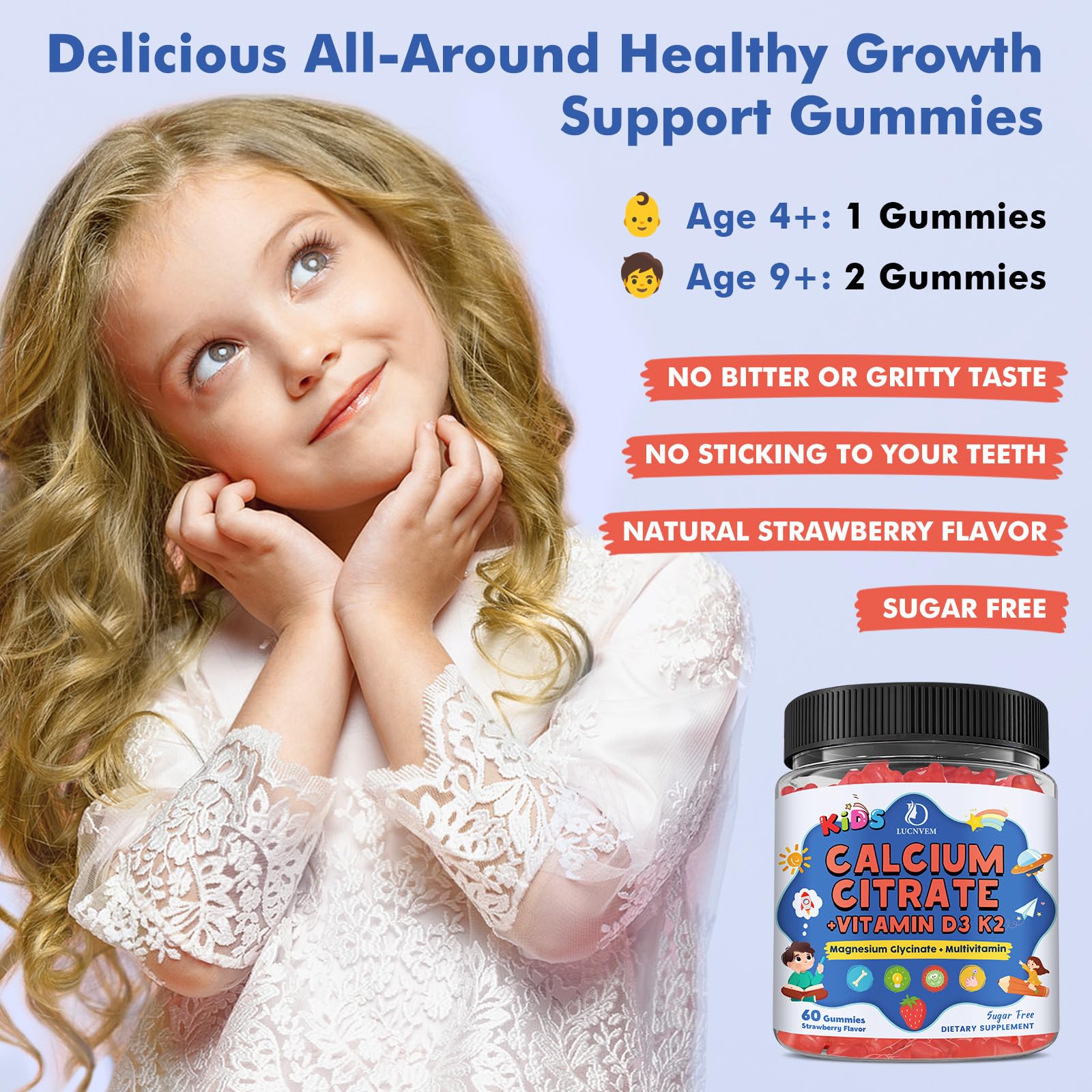 LUCNVEM Calcium Citrate Gummies opened bottle view