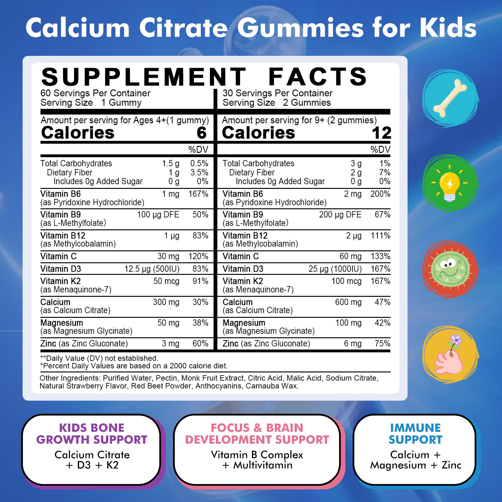 LUCNVEM Calcium Citrate Gummies strawberry flavour close-up