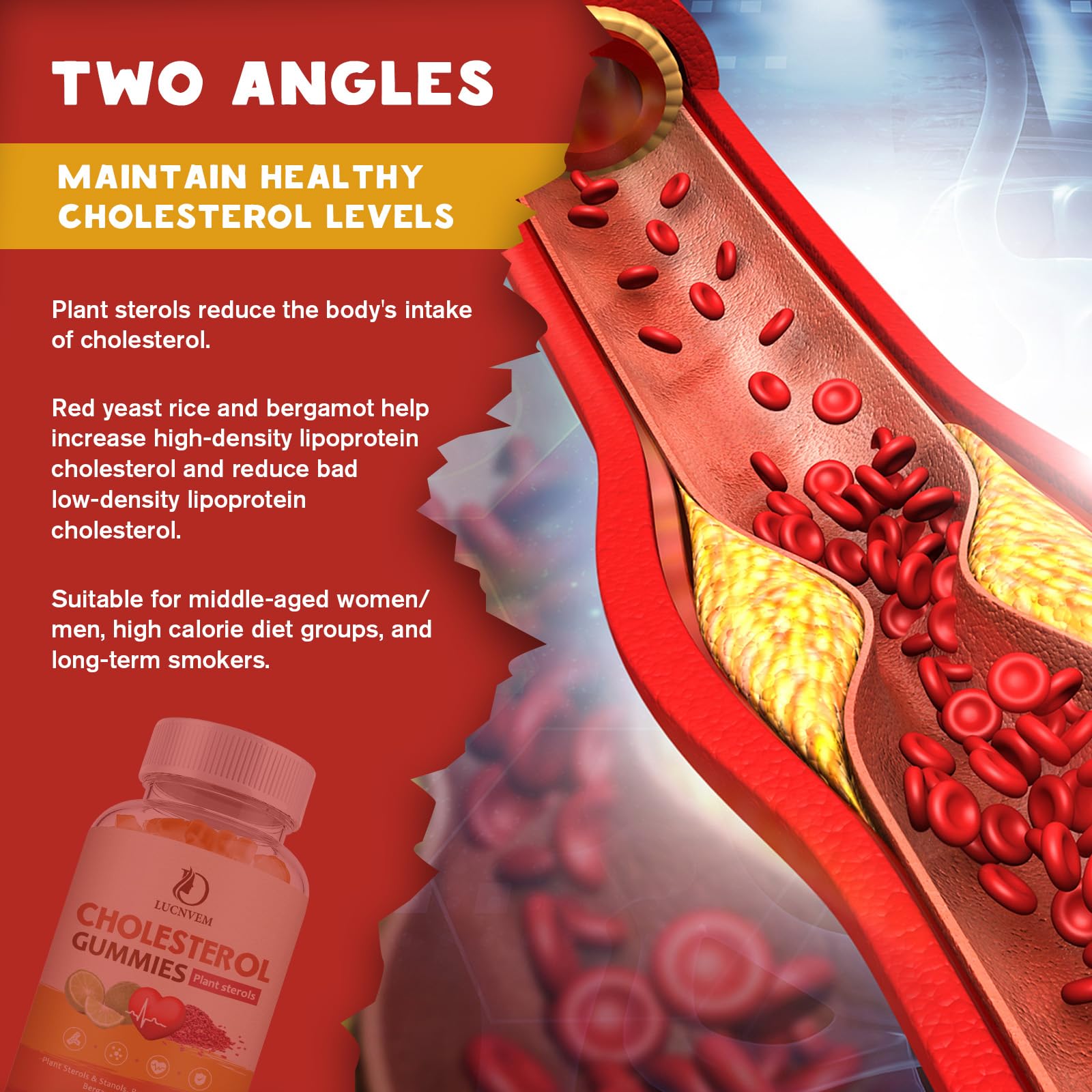 LUCNVEM Cholesterol Gummies back view with nutritional information