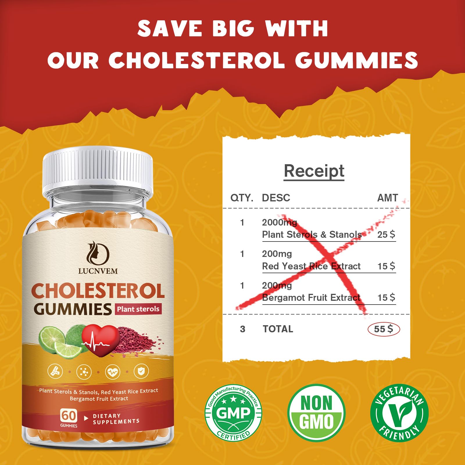 LUCNVEM Cholesterol Gummies lifestyle scene with fruits