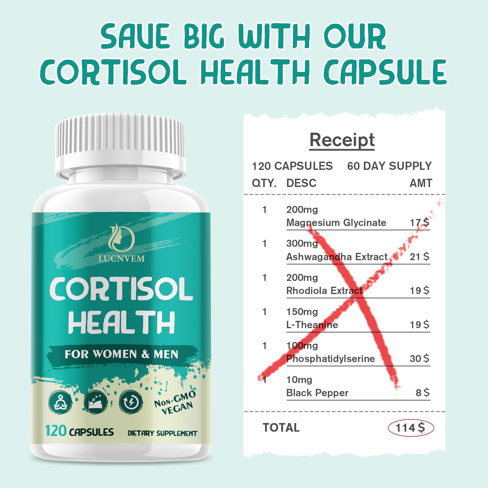 LUCNVEM Cortisol Support Supplement ingredients list