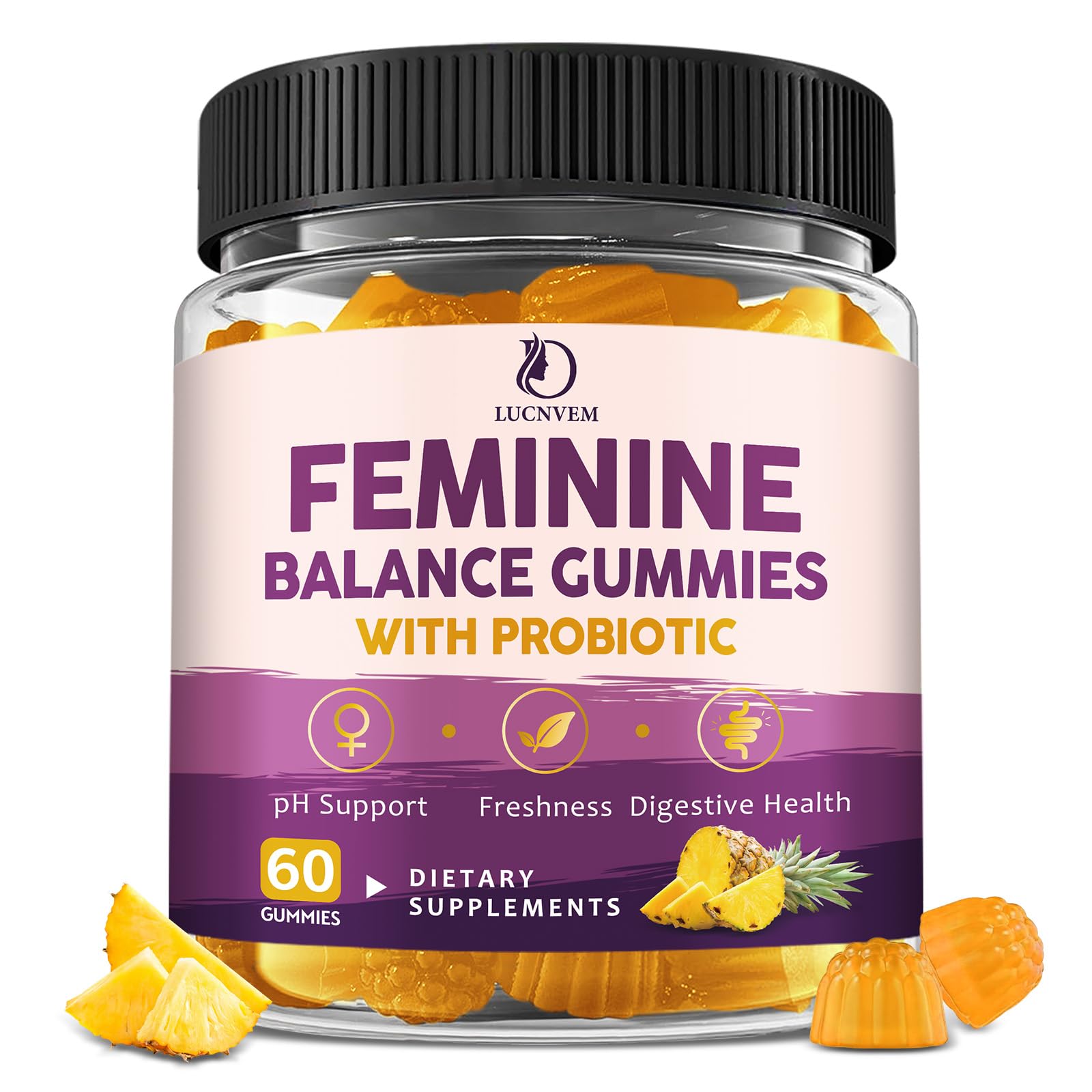 LUCNVEM Feminine Balance Gummies 60 Count front view