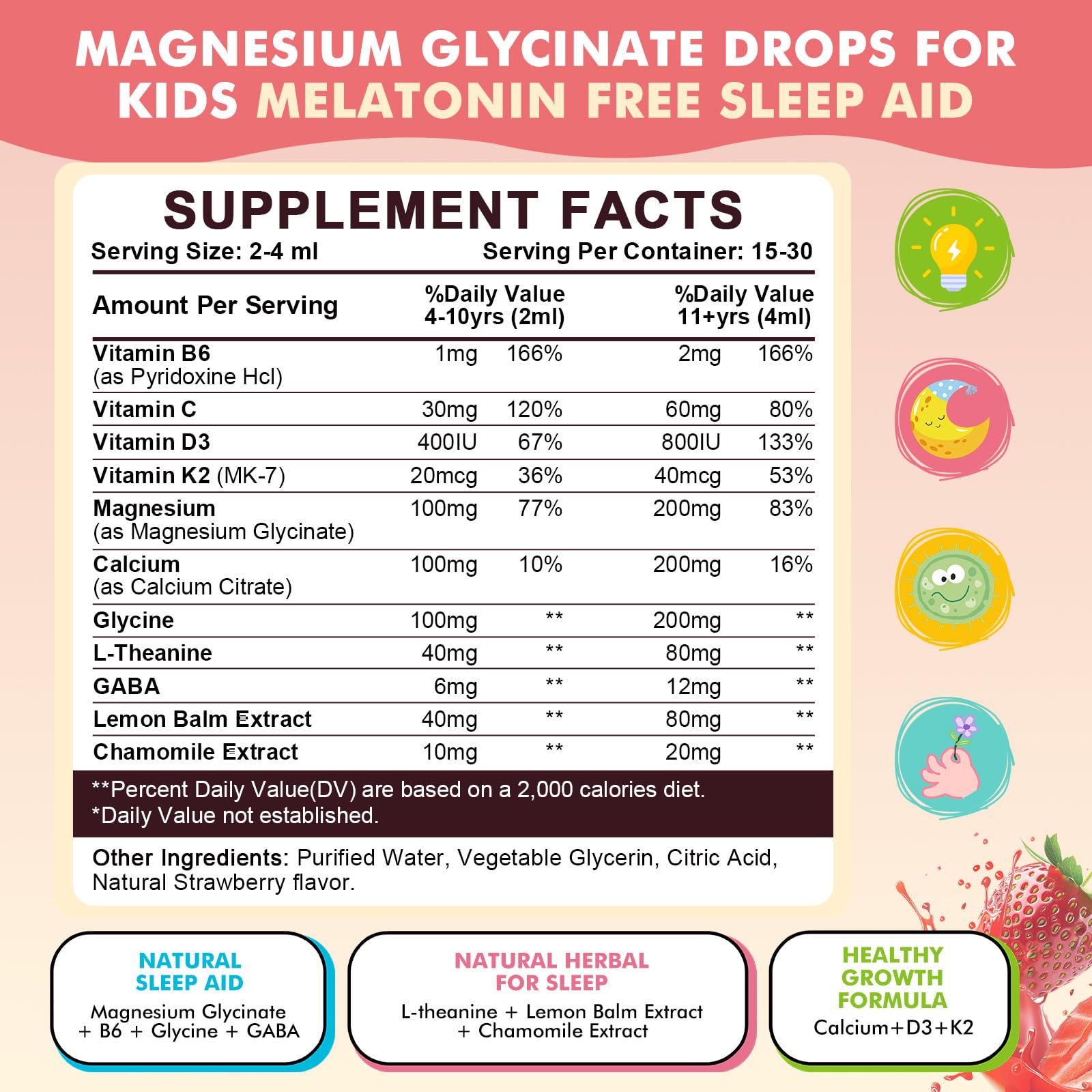 LUCNVEM Kids Magnesium Glycinate Drops 150g ingredients list