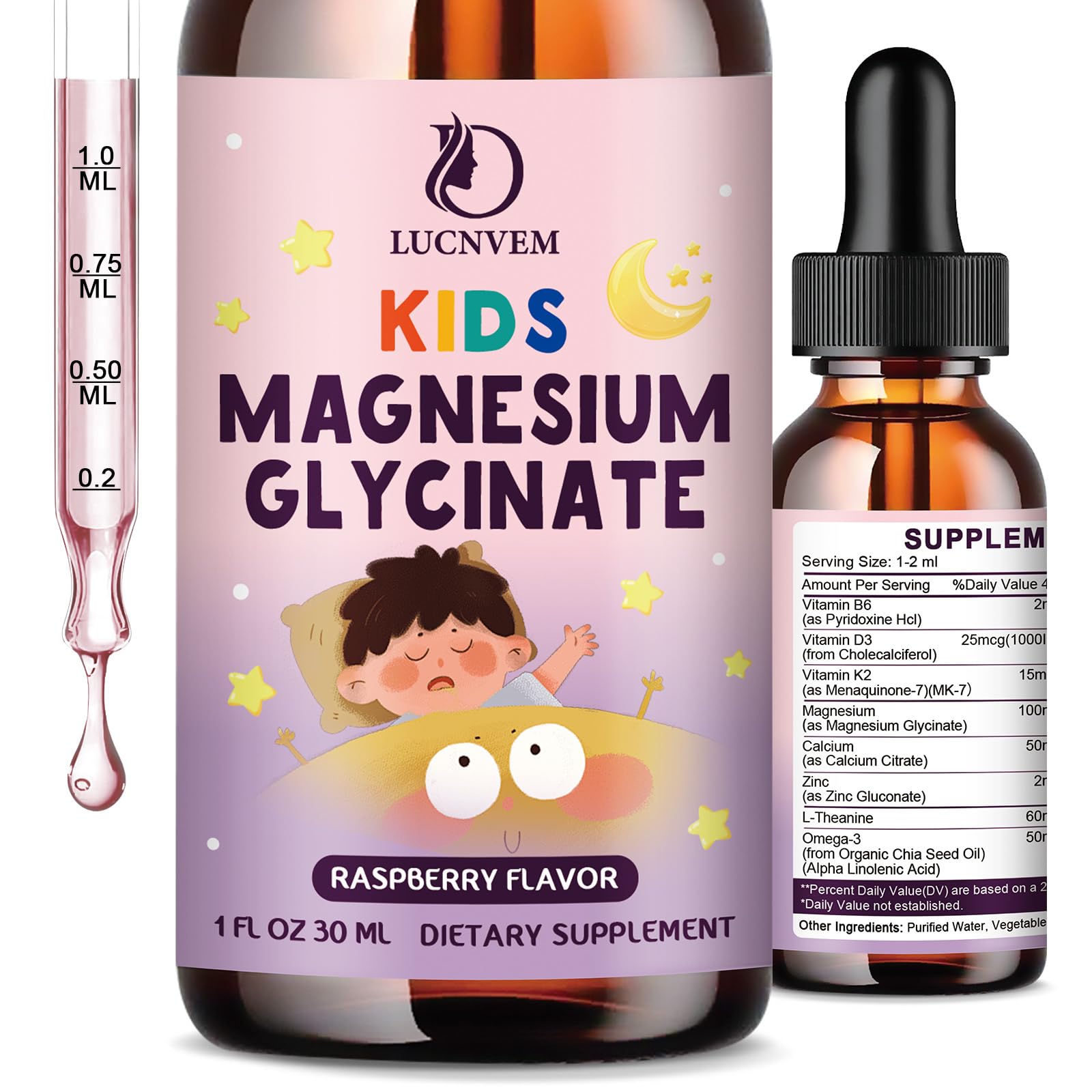 LUCNVEM Magnesium Glycinate Liquid Drops front view