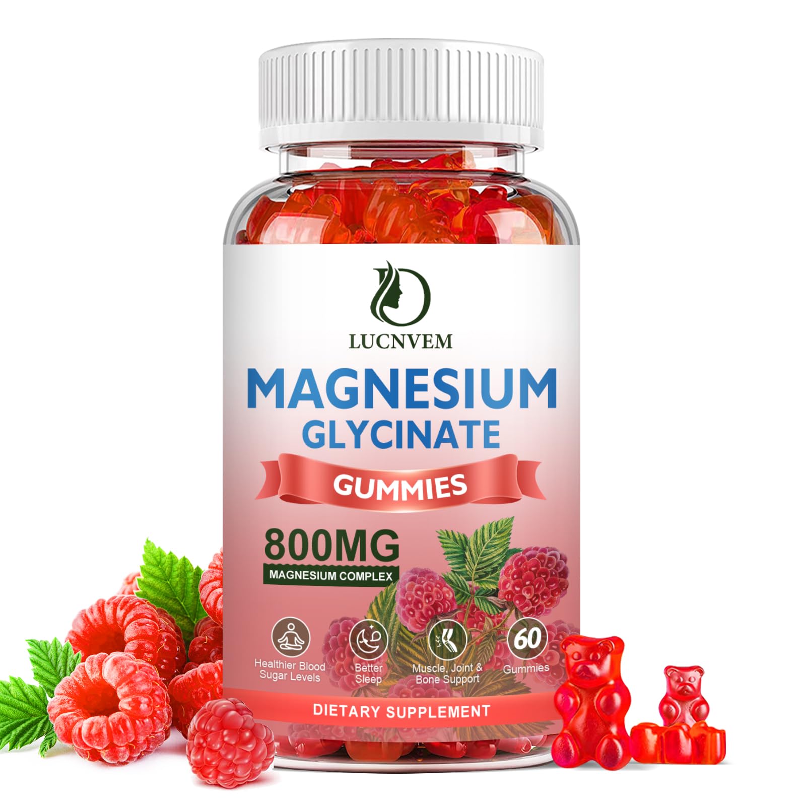 LUCNVEM Magnesium Gummies front view with packaging