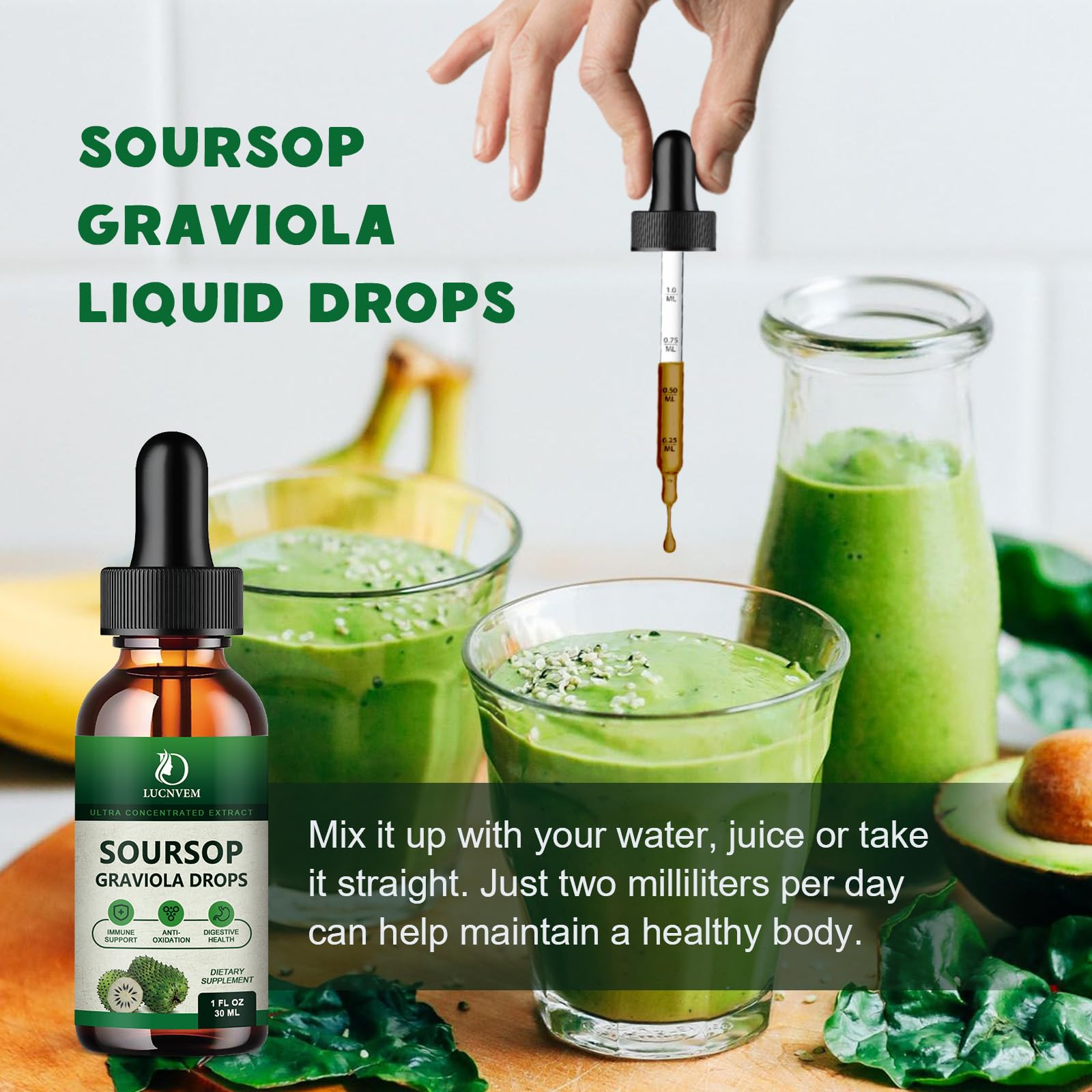 LUCNVEM Soursop Liquid Drops 380g lifestyle scene