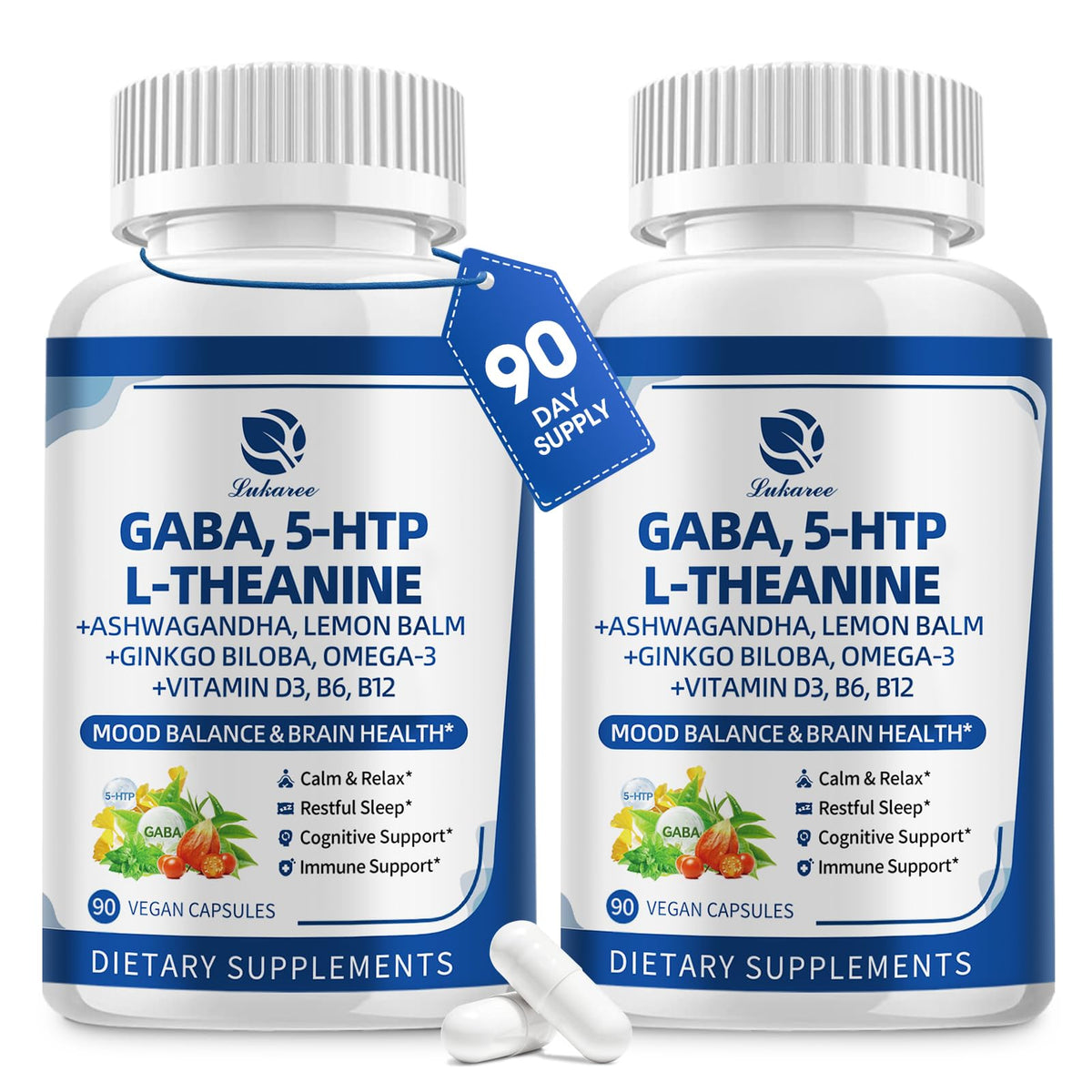 Lukaree 5-HTP Supplement front view with packaging