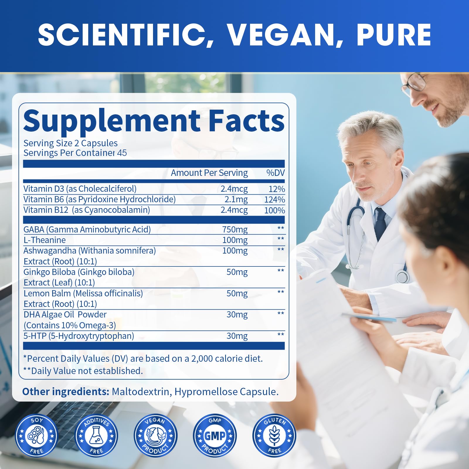 Lukaree 5-HTP Supplement with herbal extracts displayed