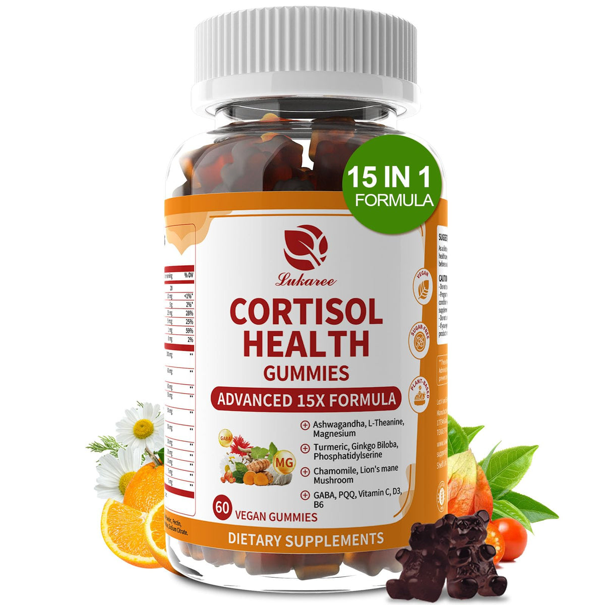 Lukaree Advanced Cortisol Support Supplement front view with packaging