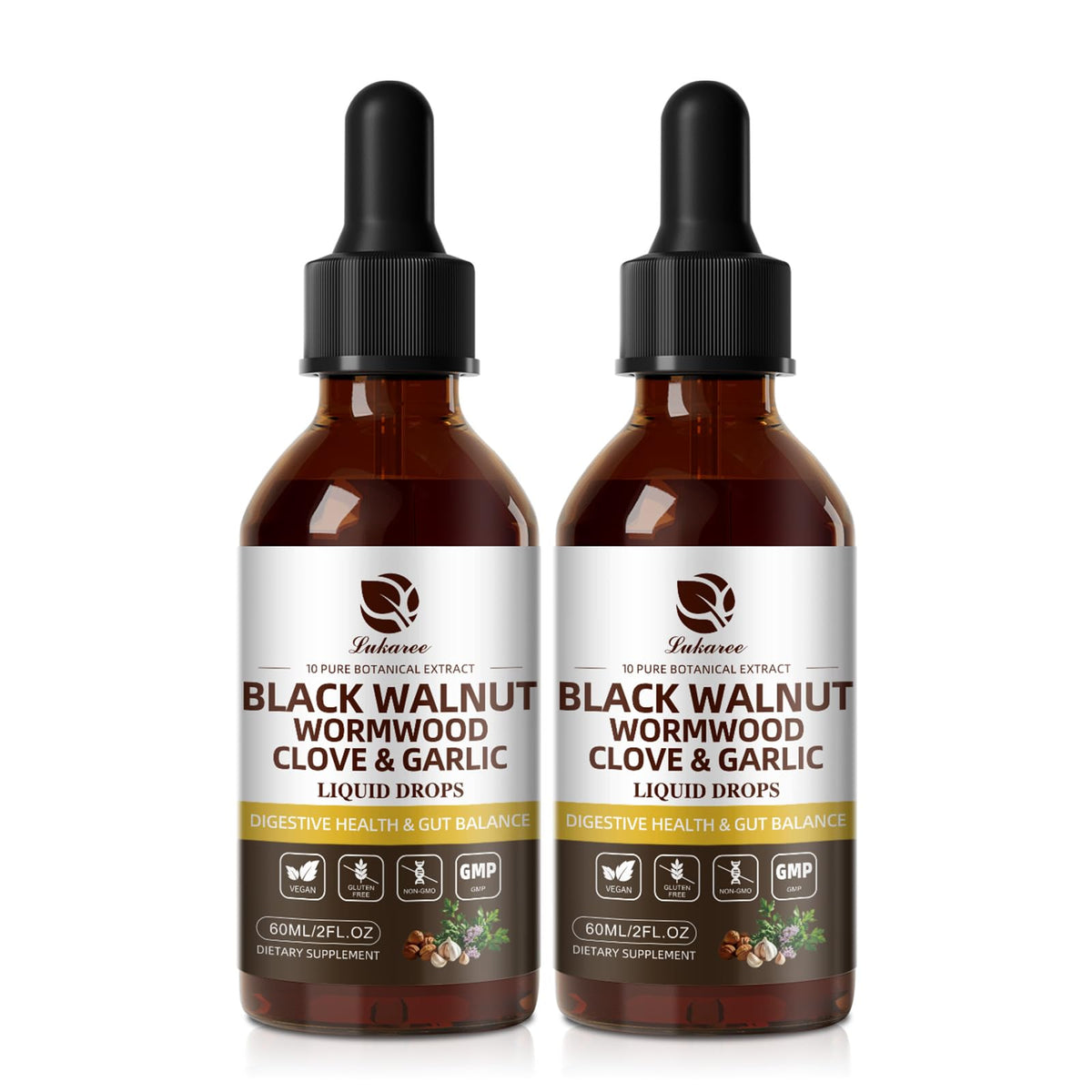 Lukaree Black Walnut Wormwood Tincture 60ml front view