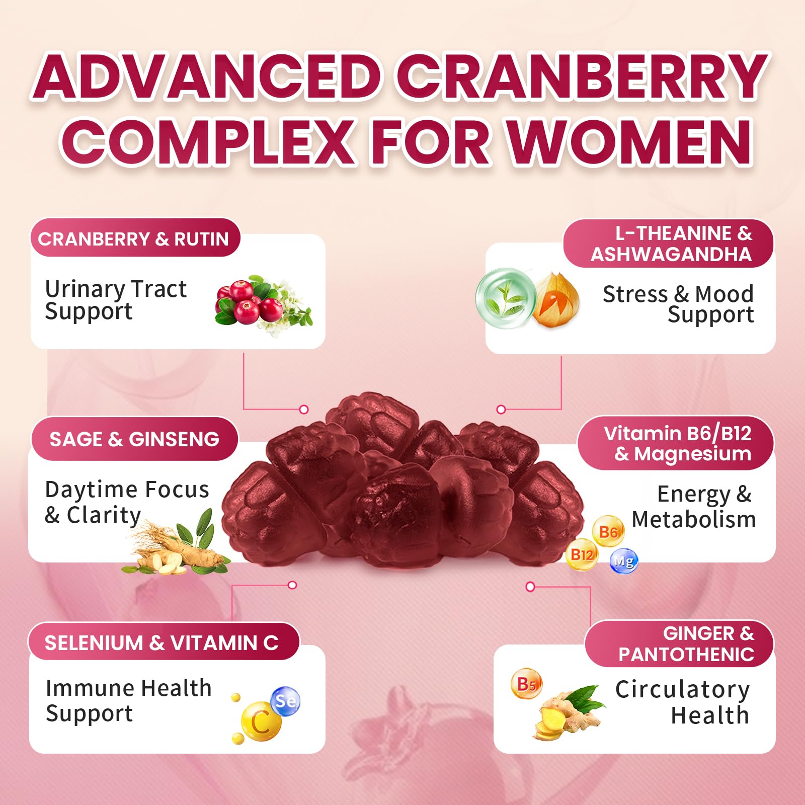 Lukaree Cranberry Gummies lifestyle scene with a glass of water