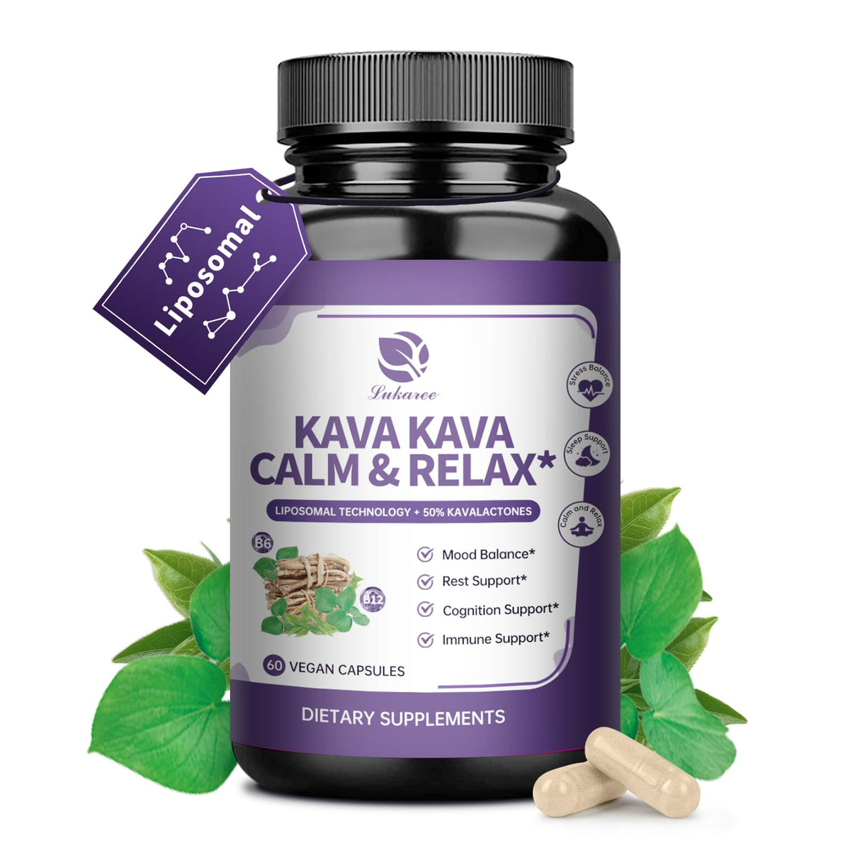 Lukaree Kava Kava Capsules 50% Kavalactones front view